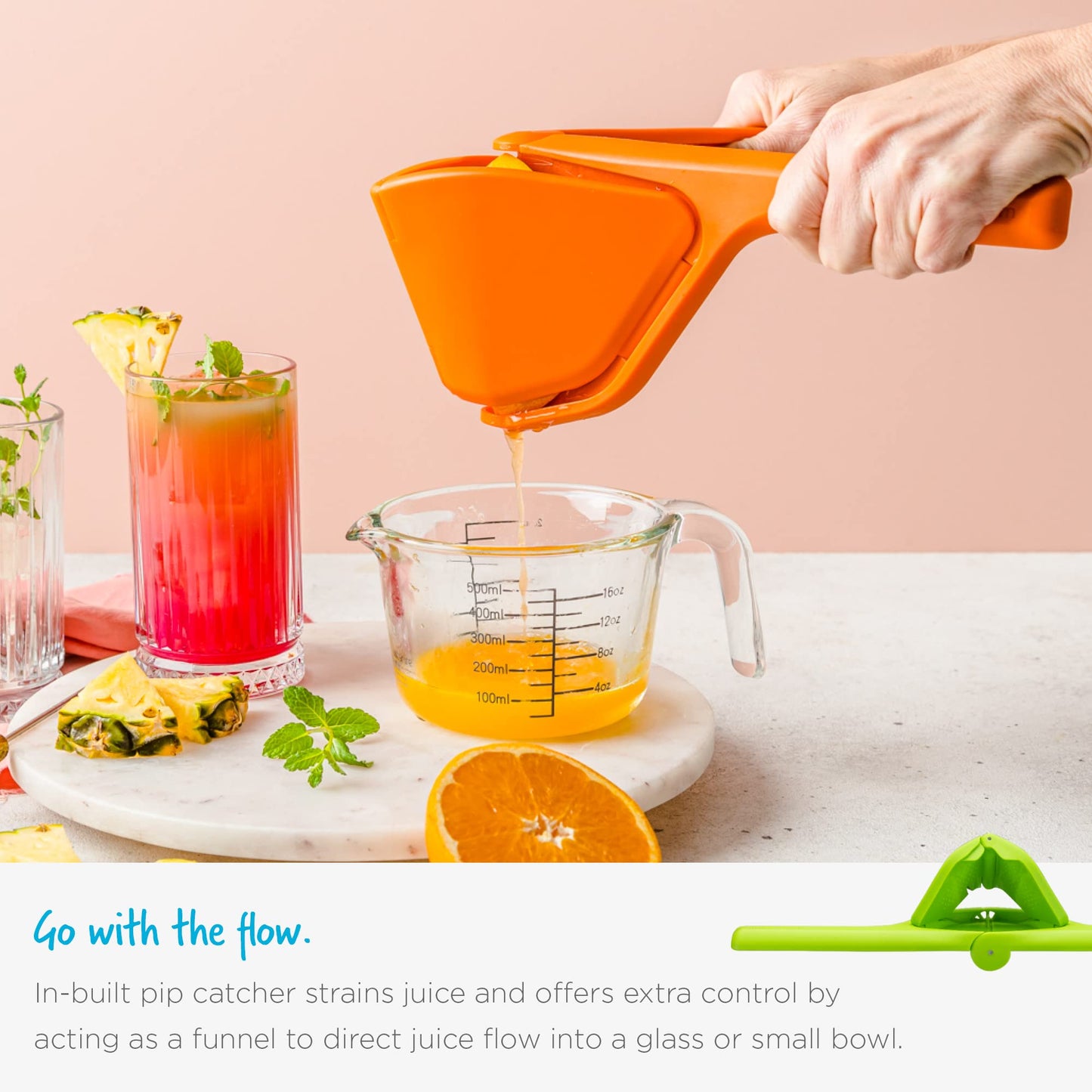 Dreamfarm 10" Lemon Fluicer | Easy Squeeze Manual Lemon Juicer | Citrus Juicer That Folds Flat for Space-Saving Storage | Lemon Squeezer with Sideways Pivot to Increase Leverage + Reduce Effort Needed