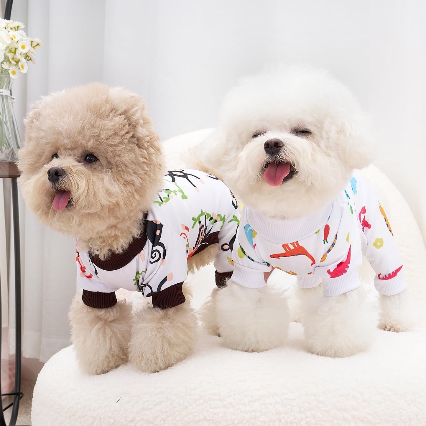 XPUDAC 4 Pack Dog Pajamas Soft Strechy Summer Doggie Clothes for Small Medium Dogs Boy Girl Cat Apparel-Small