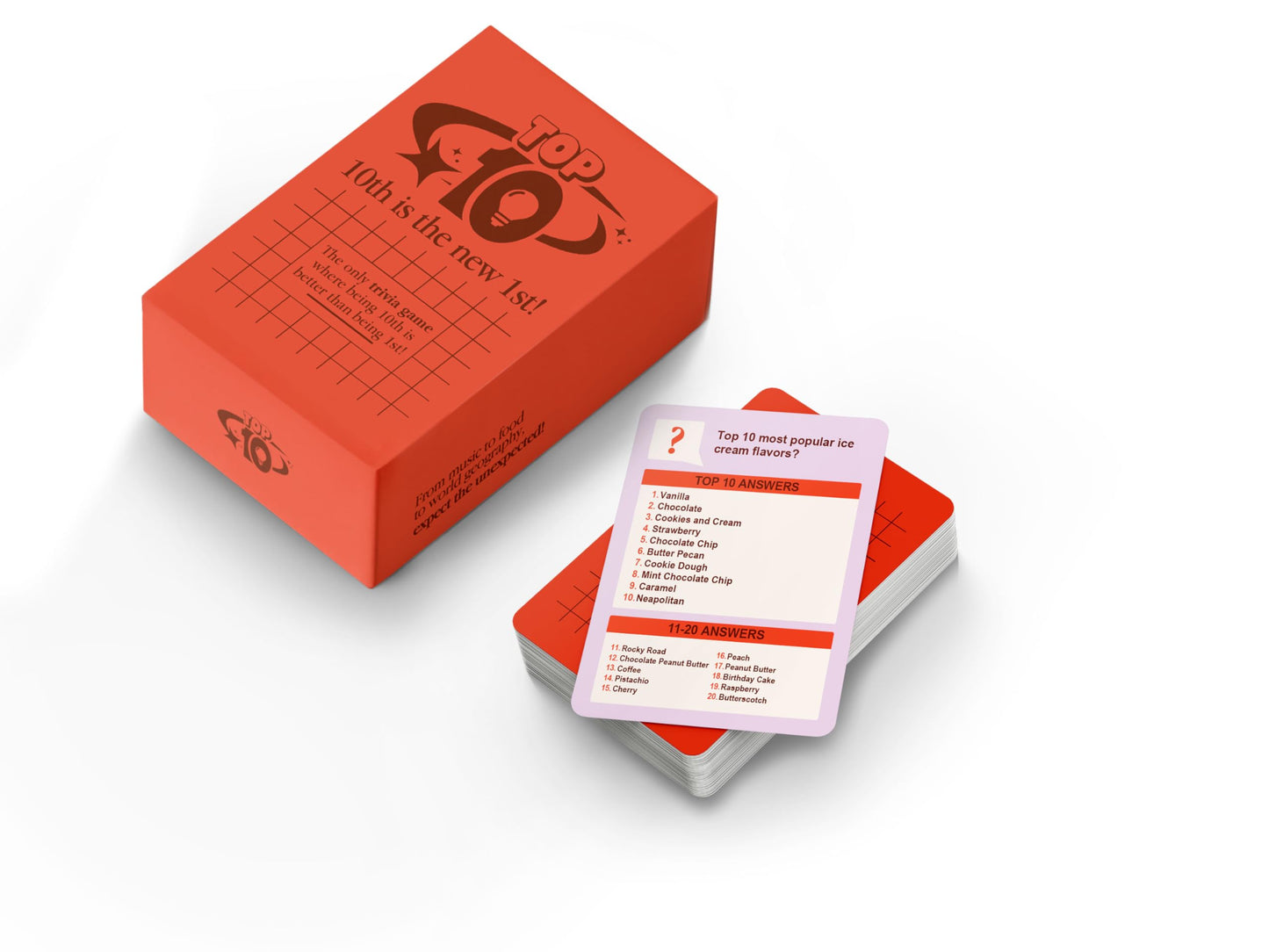 Top 10 – Trivia Card Game for Adults & Families | Casual Social Game for Friends | 3+ Players | 250 Questions (Pop Culture, Music, Sports, Geography & More)