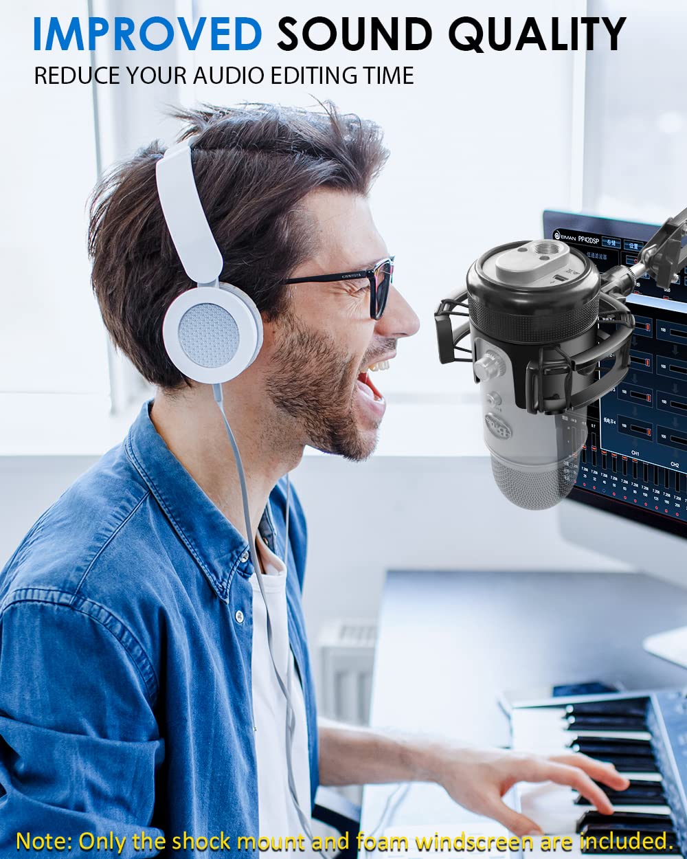 [Newest &Ultra-Durable] Microphone Shock Mount with Pop Filter [Custom Built for Blue yeti Mic] Anti-Vibration Suspension Shock Mount Holder Clip Compatible with Blue Yeti Microphones