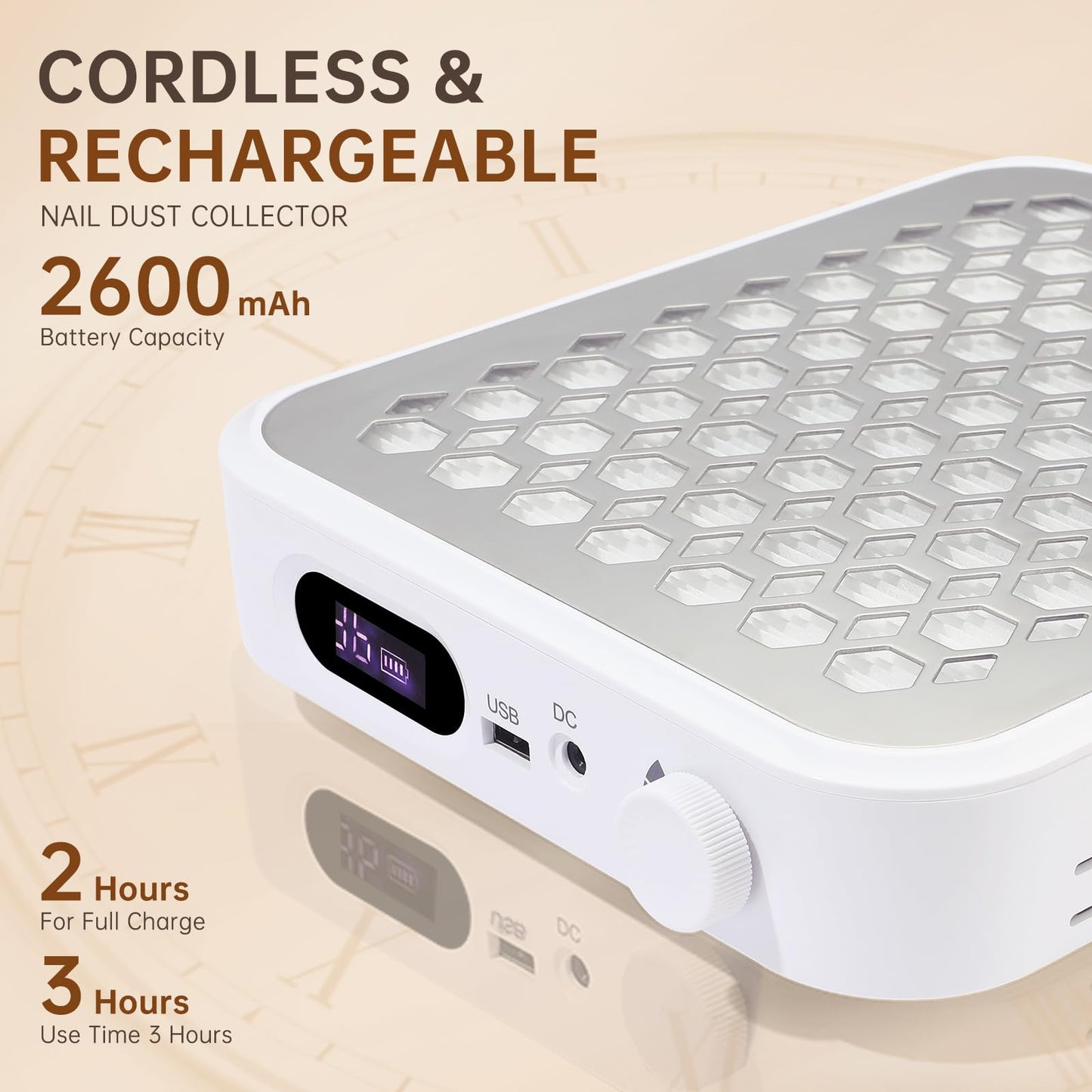 CHRISTINE SHELLY Nail Dust Collector, Rechargeable Dust Collector Nail Tech, Powerful Vacuum Fan Vent Dust Collector Extractor Dust Suction Machine for Acrylic Nails Polishing, Nail Salon&Home