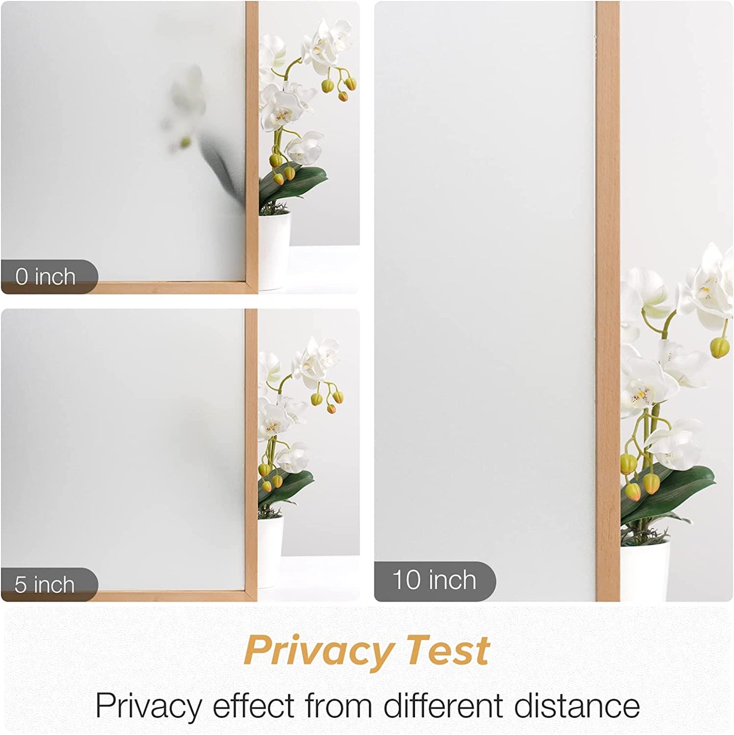 rabbitgoo Window Films for Privacy Frosted Glass Film with Backing Grid Lines Non-Adhesives Privacy Sticker Static Cling Window Covering Decals for Home Office Bathroom Door 90 x 200cm, Pure Frosted