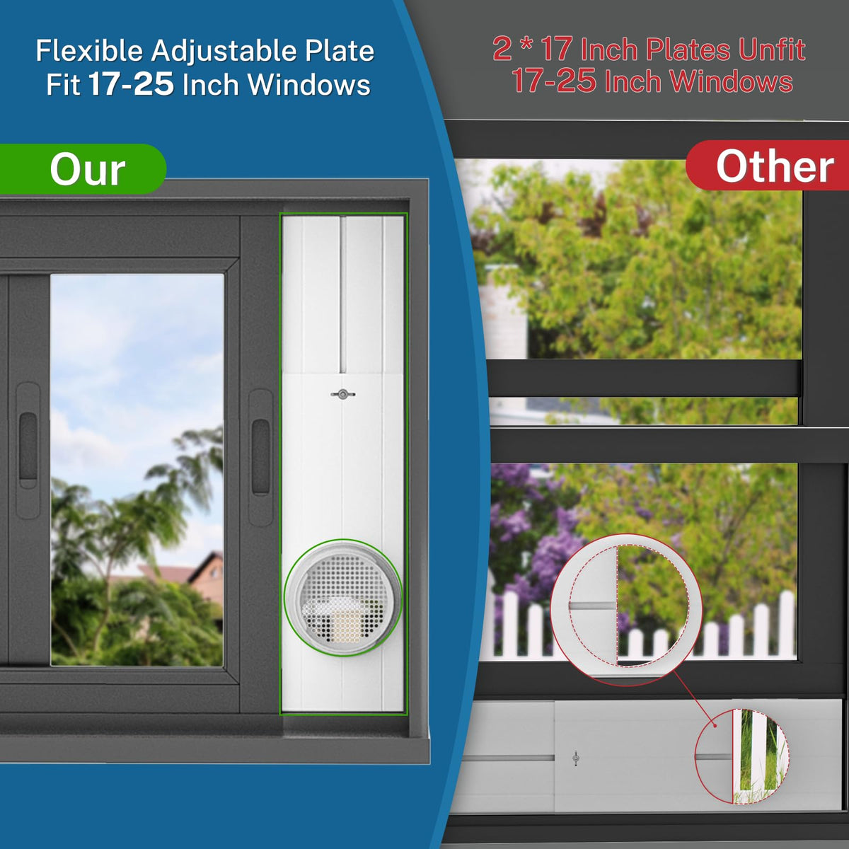 Insputer Portable ac Window Vent Kit with 6 Inline Inch Duct Fan, New Adjustable Air Conditioner Window Seal Kit for Sliding Window, Fit for AC with 5.9 & 5.1 Inch Diameter Exhaust Hose