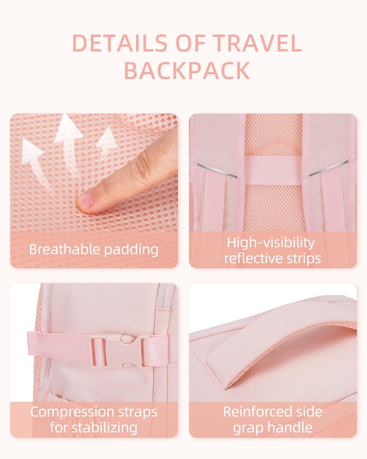 WESTBRONCO Travel Laptop Backpack for Women 17 inch Travel Backpack Carry on Flight Approved Puffy Travel Weekender Bags, Pink, Travel Laptop Backpack