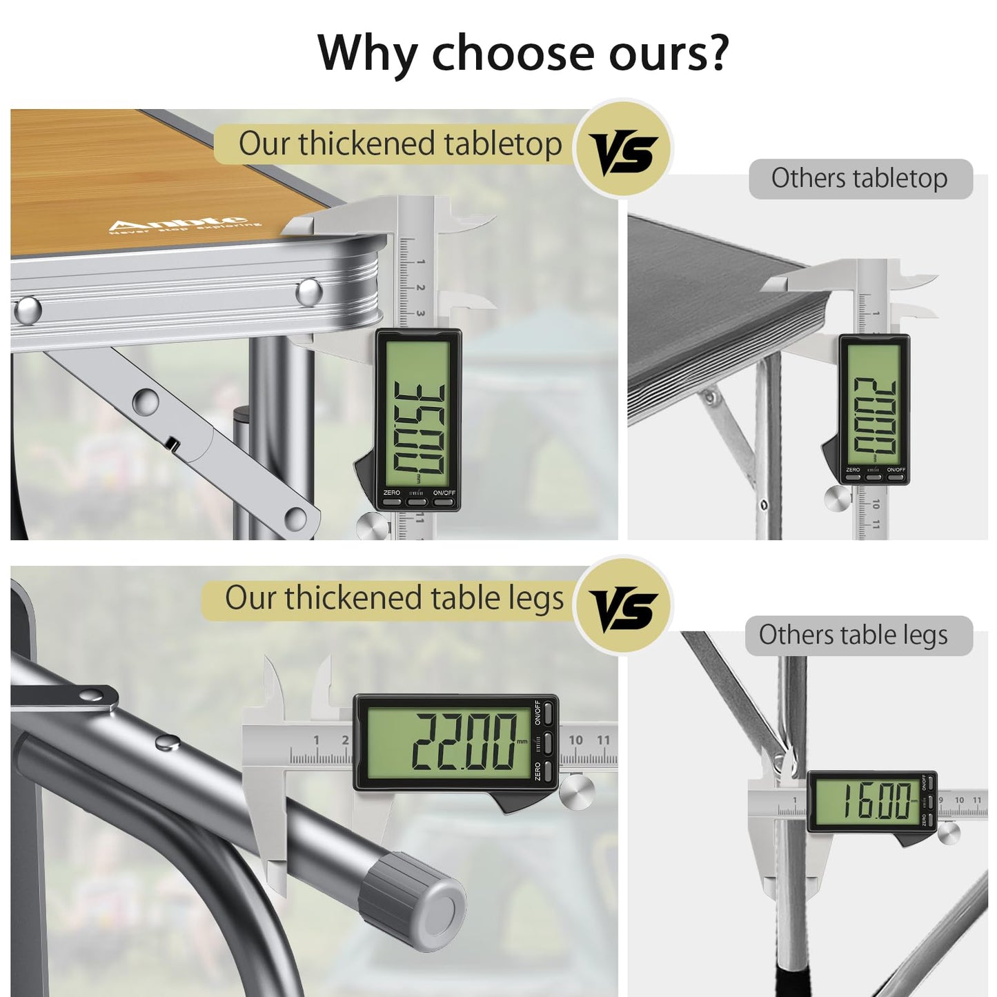 Anbte 3ft Low Folding Picnic Table, Thicker Aluminum Small Camping Table with Storage Bag, Portable Handle, Lightweight, for Camping Beach Party Picnic Floor, 34.2" x 15.7" x 10.3", Yellow