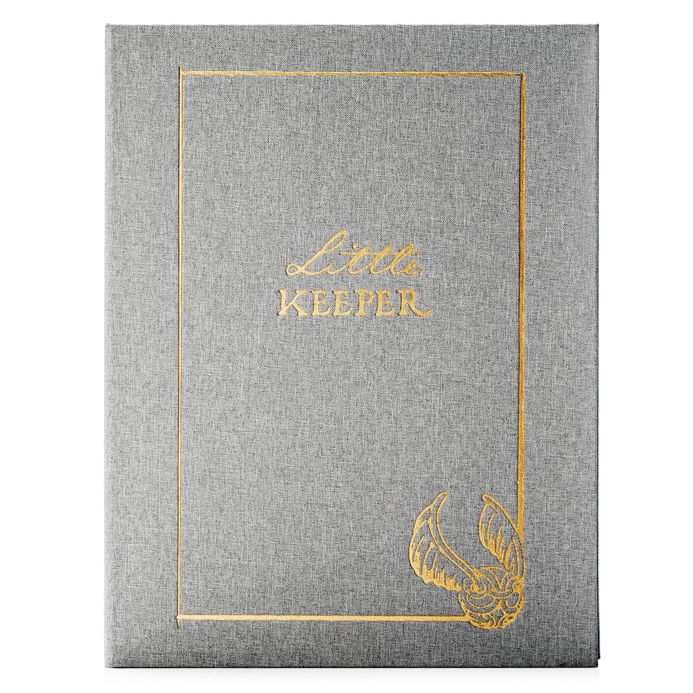 Conquest Journals Harry Potter Little Keeper Baby Album, Capture Magical Memories From Baby Shower Through Age 5, Grey Linen Cover With Lay Flat Spiral, 9" x 11 1/2", 66-Guided Journal Pages