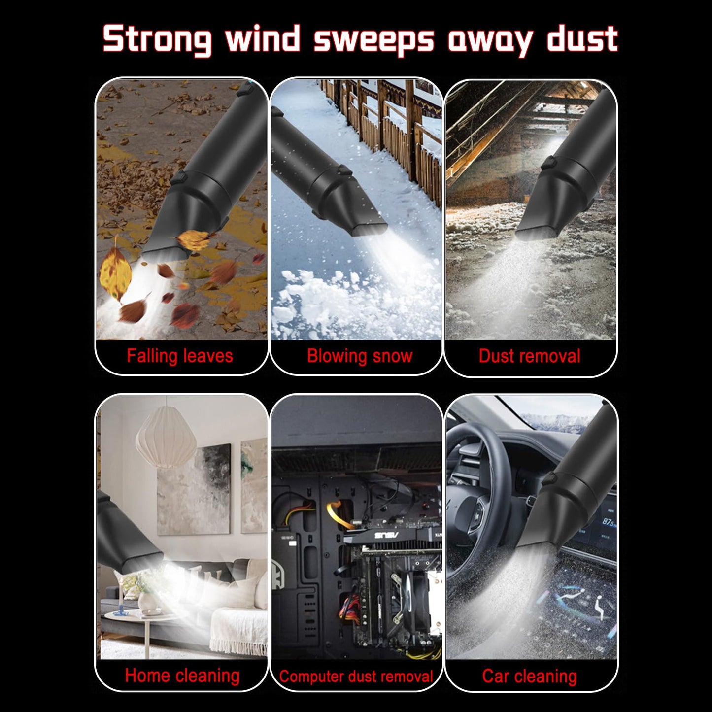 Oubit Compressed Air Duster, 350000RPM Portable Violent Jet Dry Blower, Speedless Cordless Turbo Turbo Fan, Electric Air Duster with Brushed Motor 10-Cell 1300mAh Battery for Car and Home