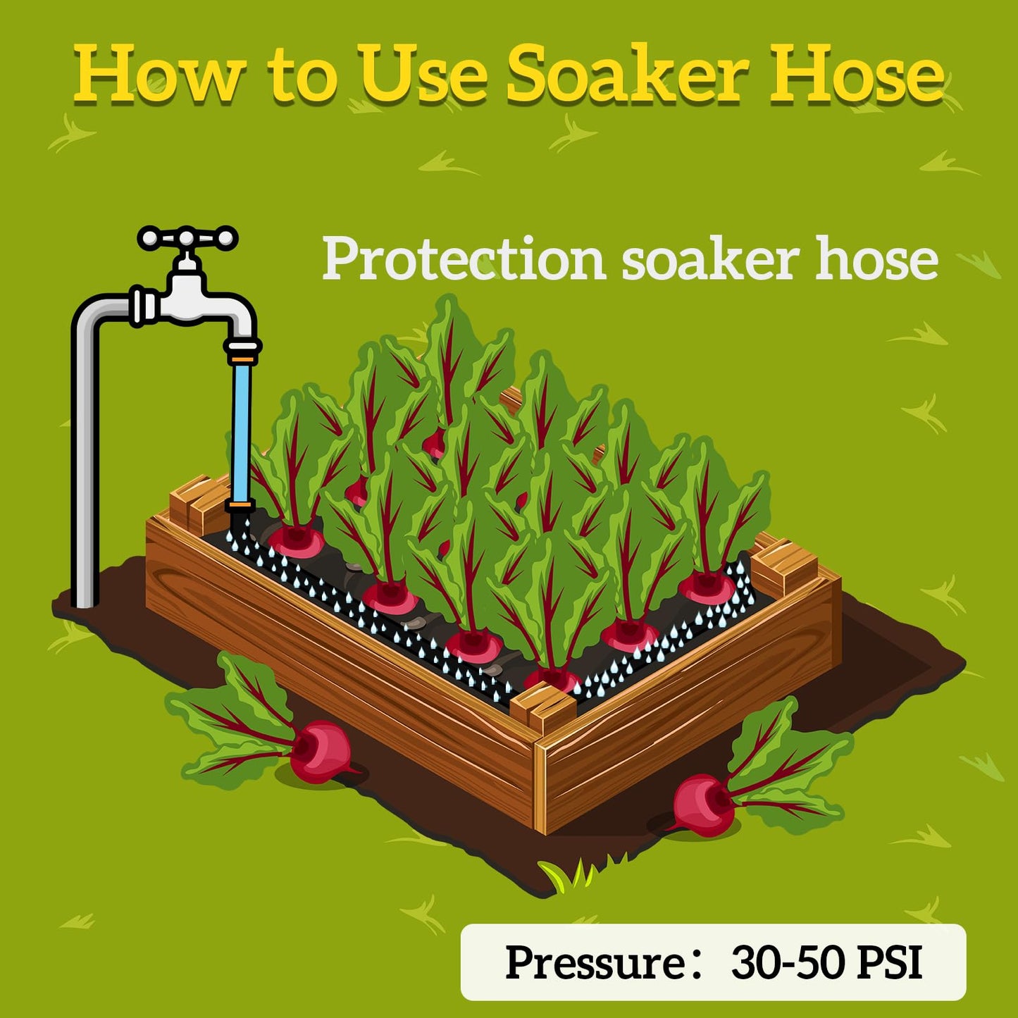LINEX Garden Flat Soaker Hose 1/2" x 50 ft Drip Hoses Heavy Duty Save 70% Water for Vegetable