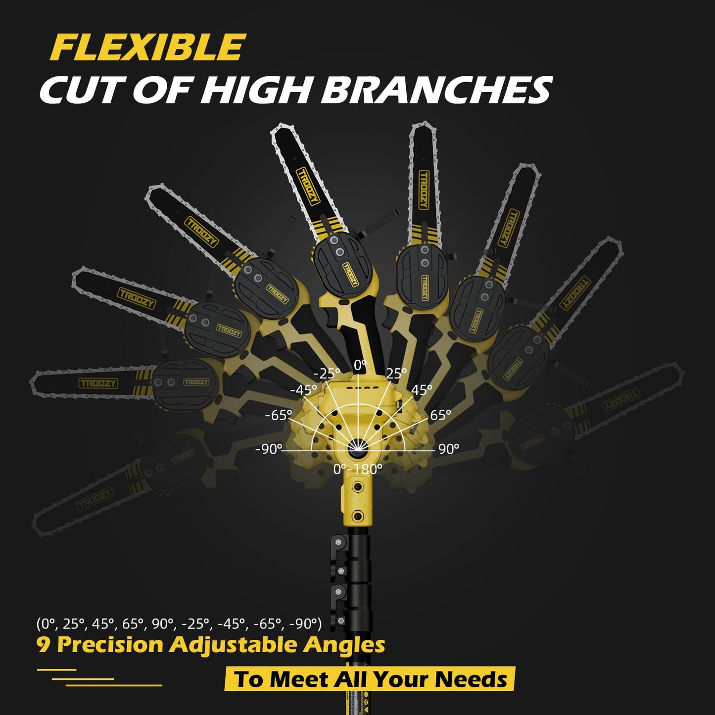 2-in-1 Mini Chainsaw & Cordless 6 Inch Pole Saw,21V 3Ah Battery Powered Brushless Electric Rotatable Pole Saw 15-Foot Max Reach & Multi-Angle for Tree Branches Pruning, Wood Cutting