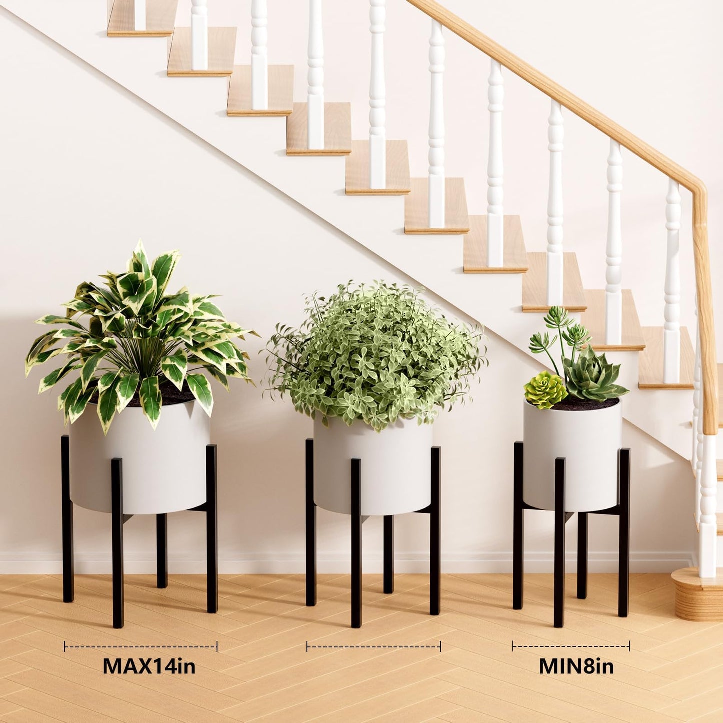 Adjustable Metal Plant Stand Outdoor & Indoor Fits for 8-14 inches Plant Pot Stand Mid Century Modern Planter Pot Holder Corner Plant Stands 2 Packs