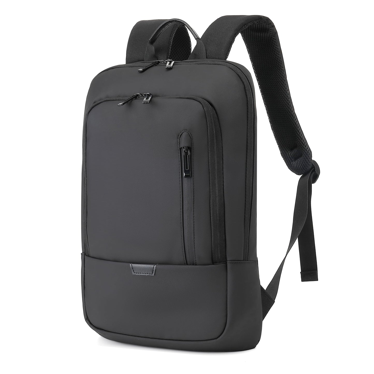 AUGUR Slim Laptop Backpack With 15.6 Inch Sleeve - Professional Notebook Bag for Men - Fits Travel/Business/Work - 1505 Black, Large