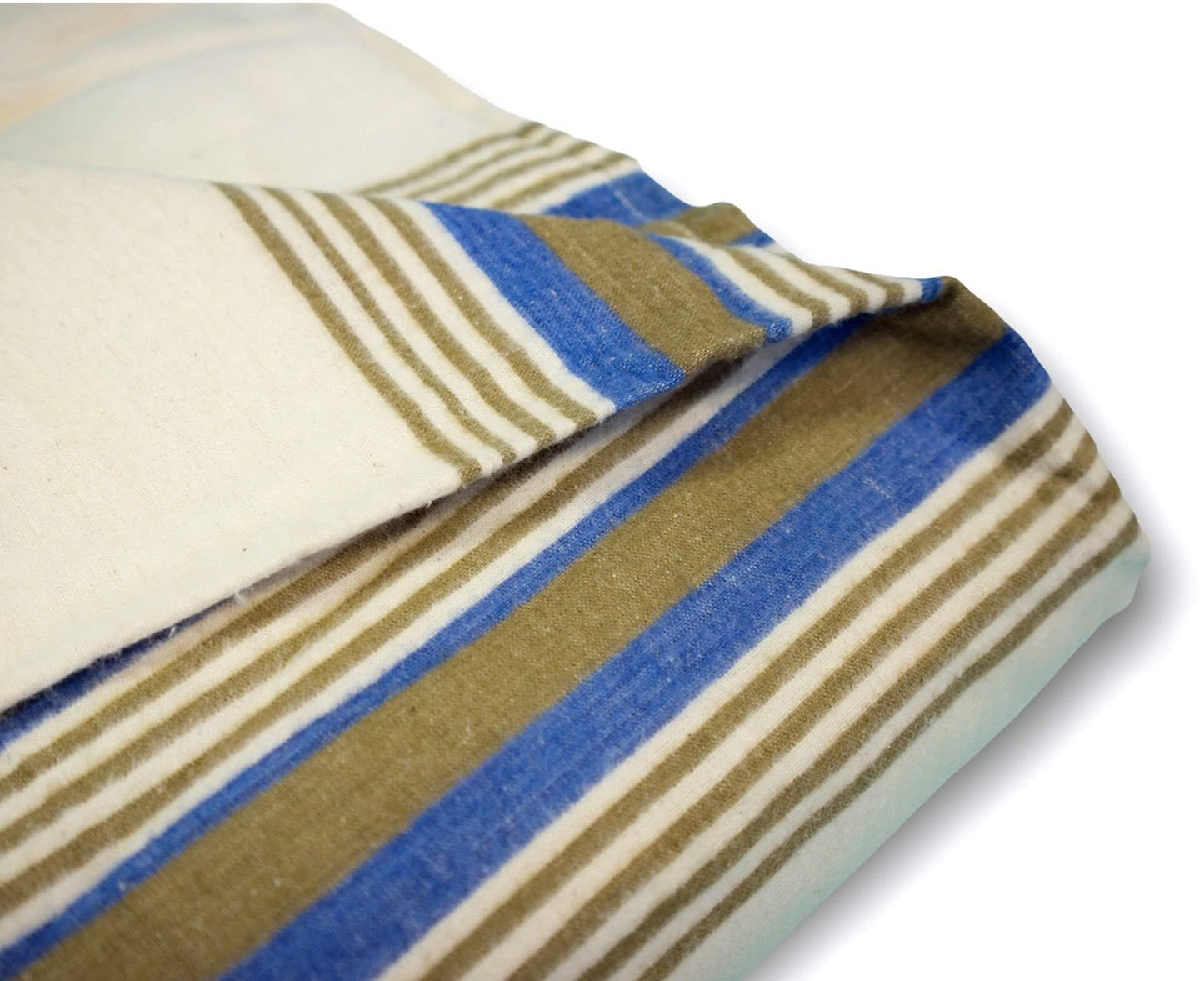 YAFA® Premium Cotton Flannel Blanket, Extra Long Queen Size 90x105 Inches, Soft, Warm, Comfortable Flannel Throw, Home and Hospital Flannel Blanket (Blue Stripe, Queen-90"x105")