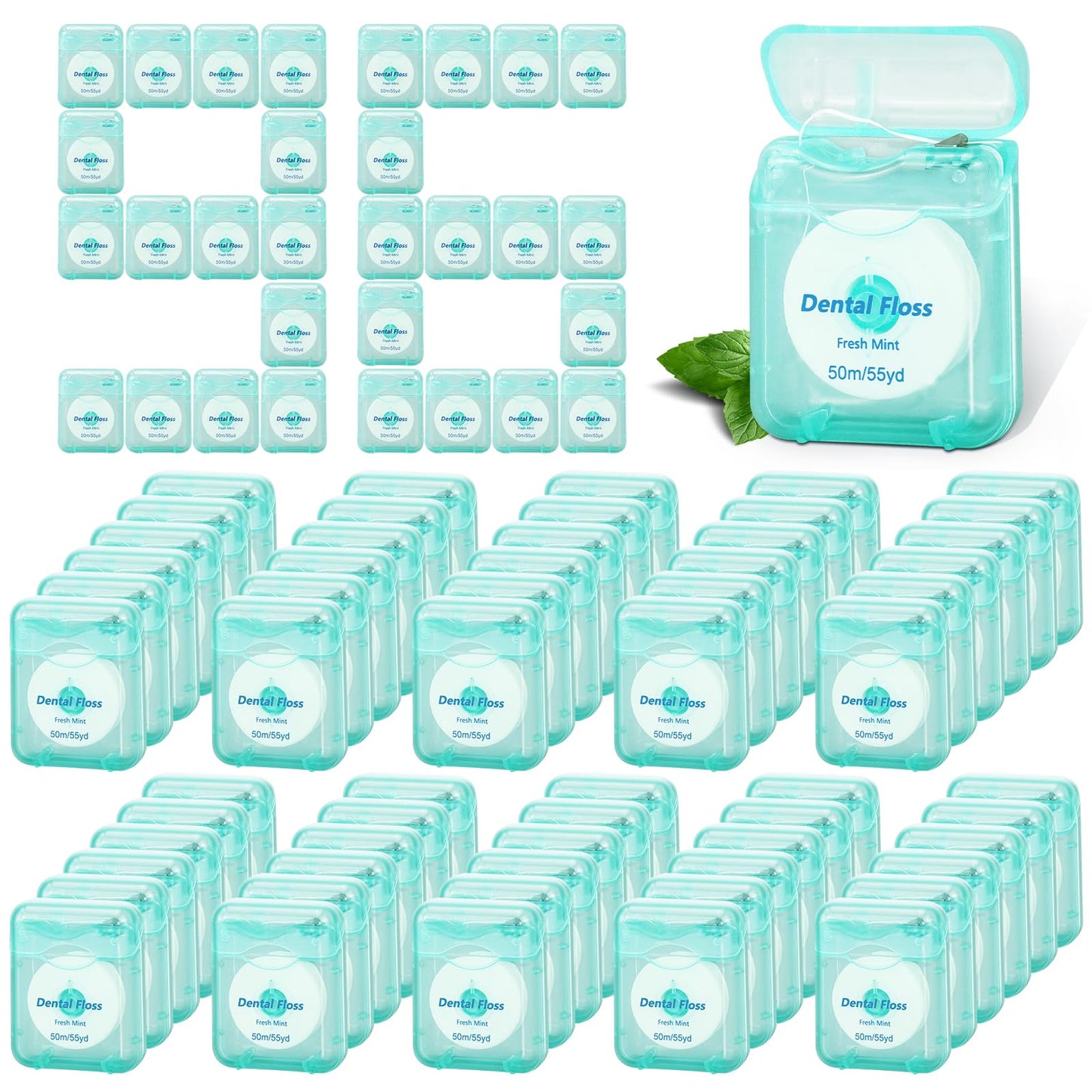 96 Pack Dental Floss Bulk Statin Tape Dental Floss 50m Each Travel Dental Oral Care for Teeth and Gum Protection Fresh Breath (Green)