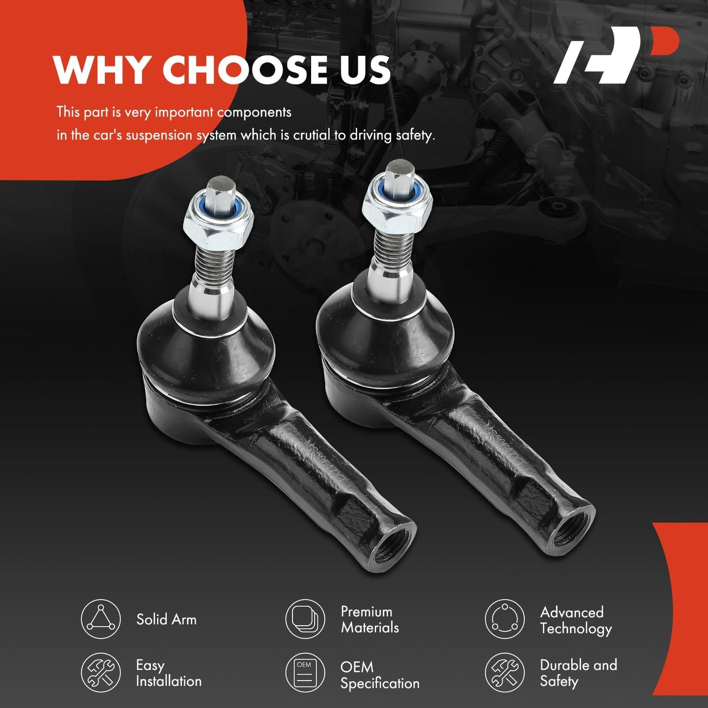 A-Premium 2 x Front Outer Tie Rod Ends, Compatible with Buick Encore 2013-2022 & Chevrolet Trax 2013-2022