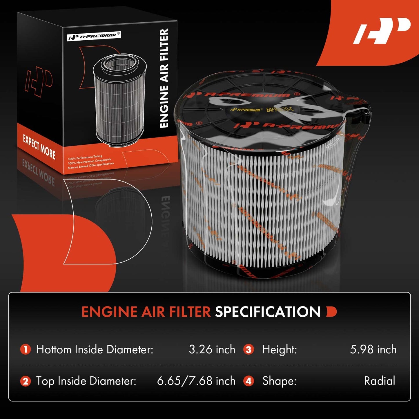 A-Premium Engine Air Filter Compatible with Audi Models- A4, A4 allroad, A4 Quattro, A5, A5 Quattro, A5 Sportback, Q5, S7 - Replace# 8W0133843C