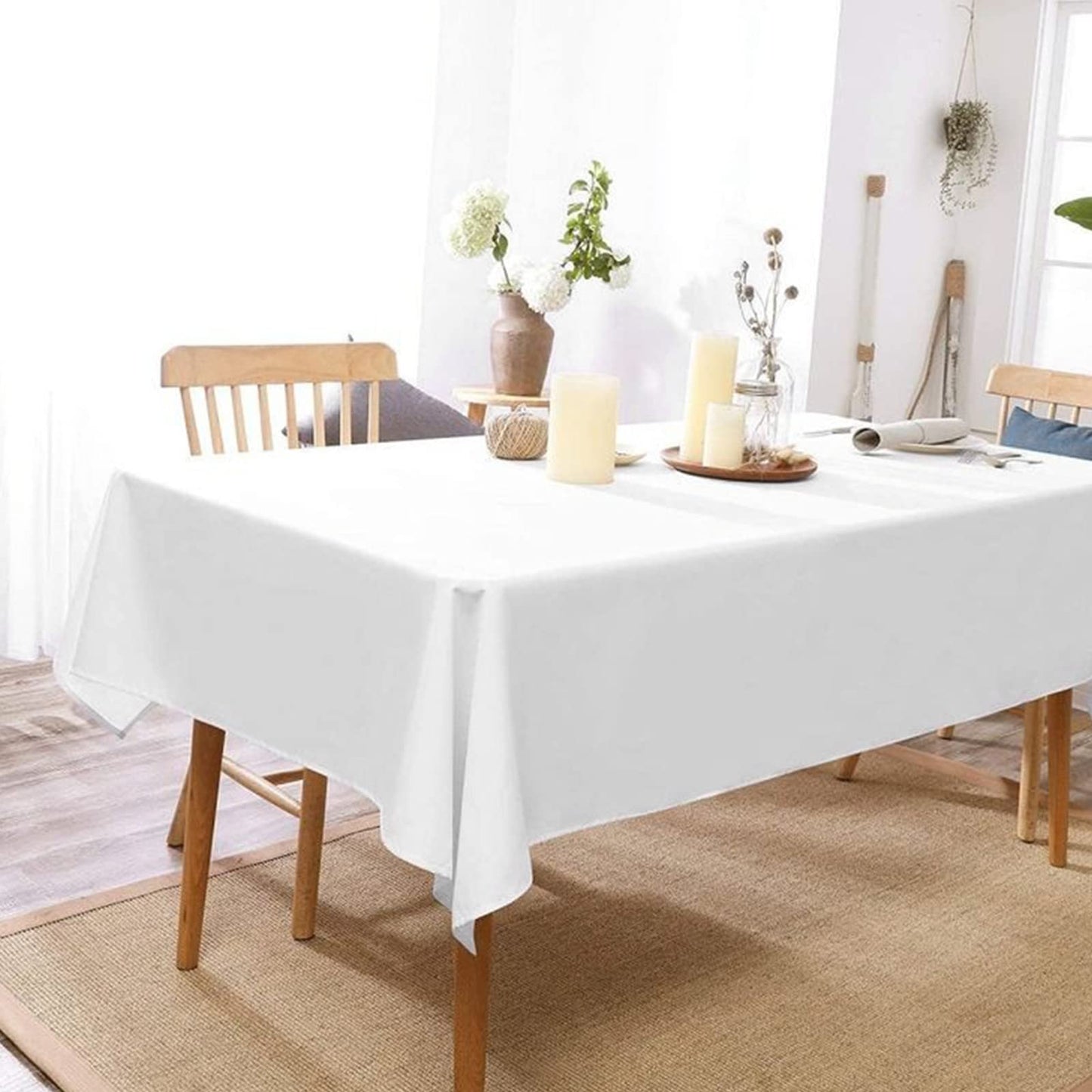 6Pack White Polyester Tablecloths, 60 x 102 Inch for 6ft Rectangle Tables Polyester Table Cover Washable Table Cloth for Wedding Reception Banquet Party