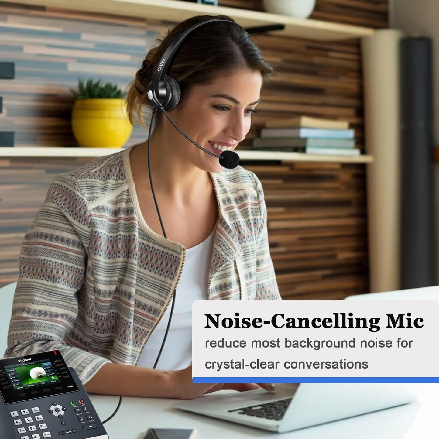 Callez Phone Headset for Yealink Office Phone with Noise Cancelling Mic, RJ9 Mono Telephone Headset Compatible with Yealink T20P T33G T46G T48G T46S T48S T53W T54W Avaya 1608 9608 J179
