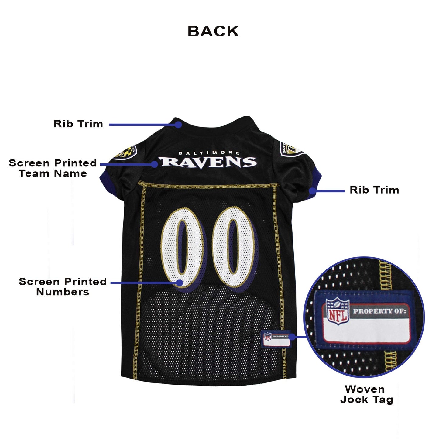 NFL Baltimore Ravens Dog Jersey, XX-Large