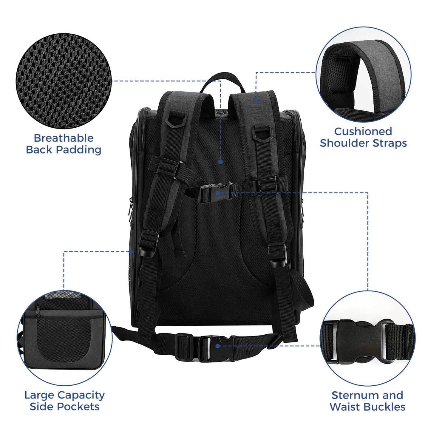Apollo Walker Pet Carrier Backpack for 4-15lb Cats and Dogs, Puppies, Safety Features and Cushion Back Support for Travel, Hiking, Outdoor Use
