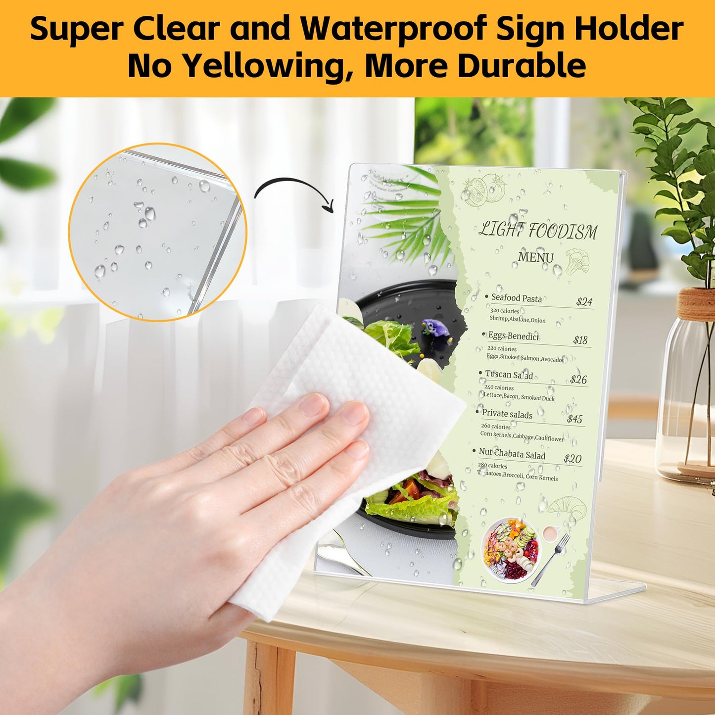 Acrylic Sign Holder 8.5x11, 6 Pack Clear L-Shape Display Stand – Tabletop Solution for Menus, Flyers & Papers, Ideal for Restaurants, Stores & Offices