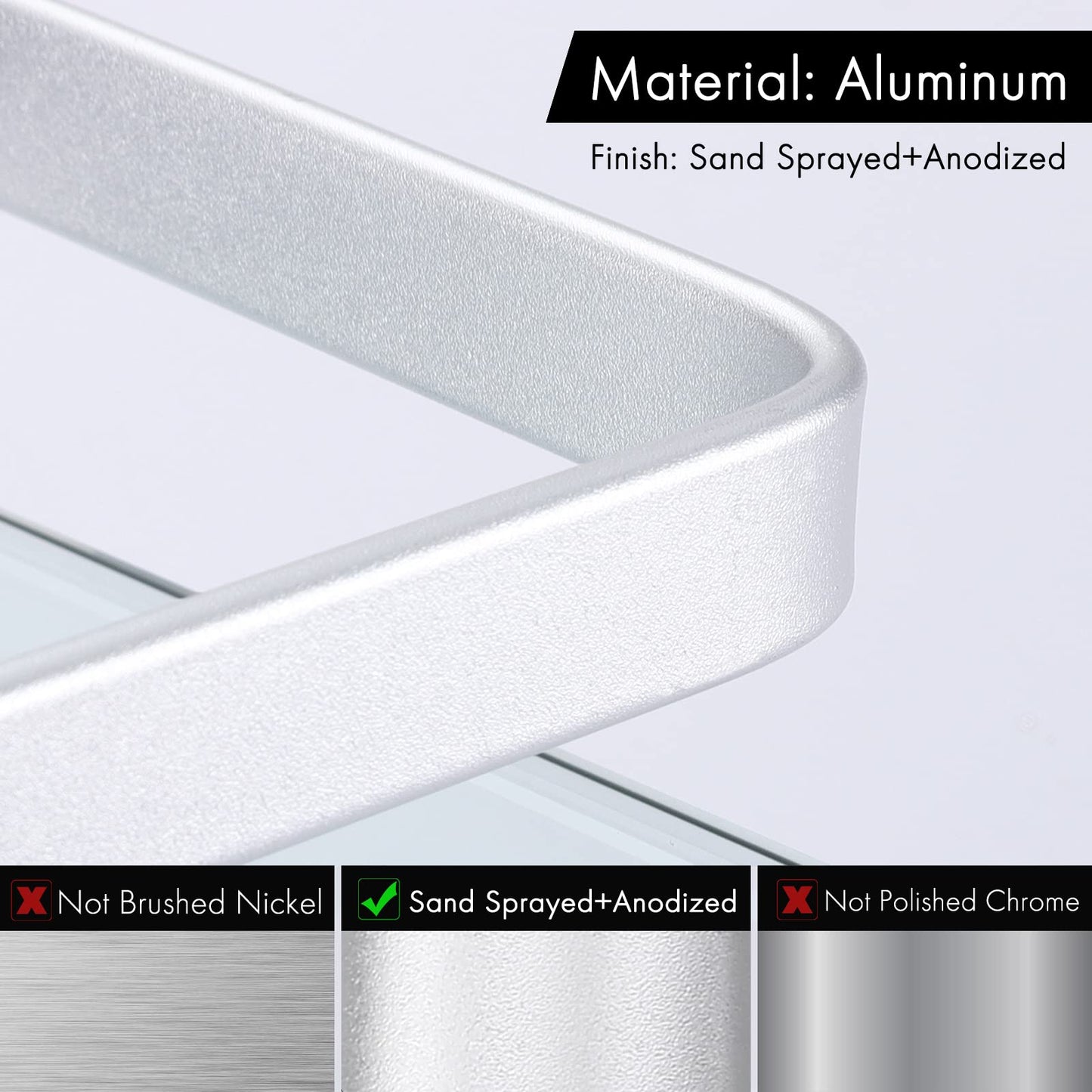 KES Bathroom Glass Shelf Tempered Glass Shelf 13.8 inch, Aluminum Extra Thick 8MM Glass Shelves Over Toilet 1 Tier Rectangular Clear Glass Shelf 3 Packs, Wall Mounted, Silver, A4126A-P3