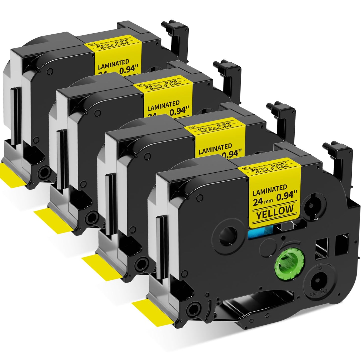 TZe-651 24mm Label Tape Replace for Brother P Touch TZe TZ Tape 24mm 0.94'' Laminated Yellow TZe651 TZ651 for Ptouch PTD600 PTD400AD PT1880 Label Makers, 4-Pack Black on Yellow 1 Inch