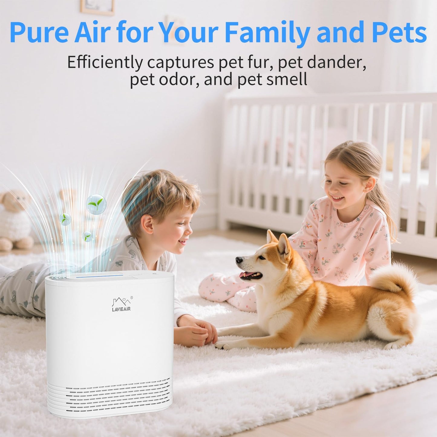 LAVIEAIR Air Purifier for Bedroom, Home Large & Small Rooms up to 20㎡, 3-in-1 Air Filter & Cleaner with H13 True HEPA Filter, Removes 99.97% of Smoke, Allergies, Pet Dander, Odors, Dust & Pollen