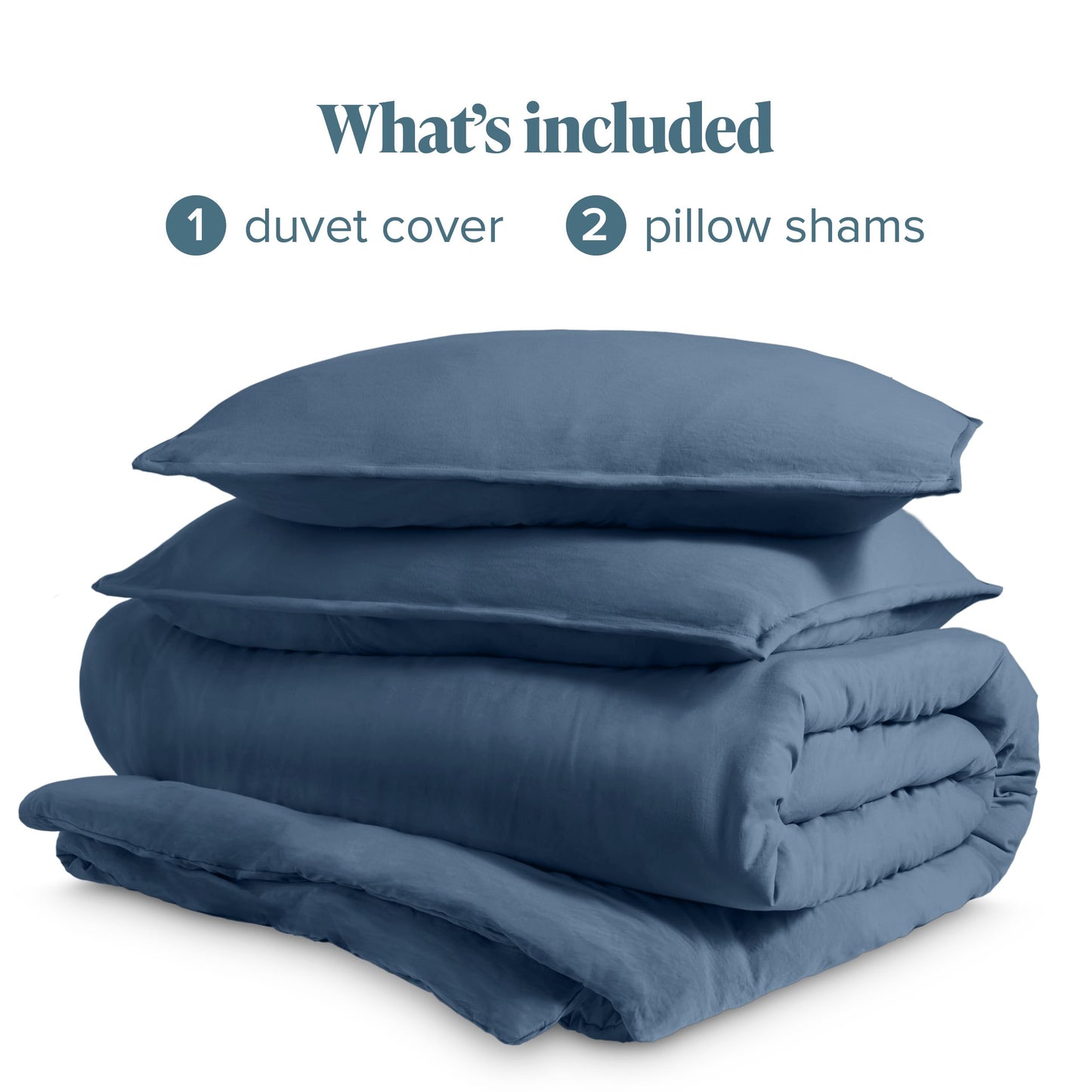 Bare Home Sandwashed Duvet Cover Queen Size - Premium 1800 Collection Duvet Set - Cooling Duvet Cover - Super Soft Duvet Covers (Queen, Sandwashed Blue Sea)