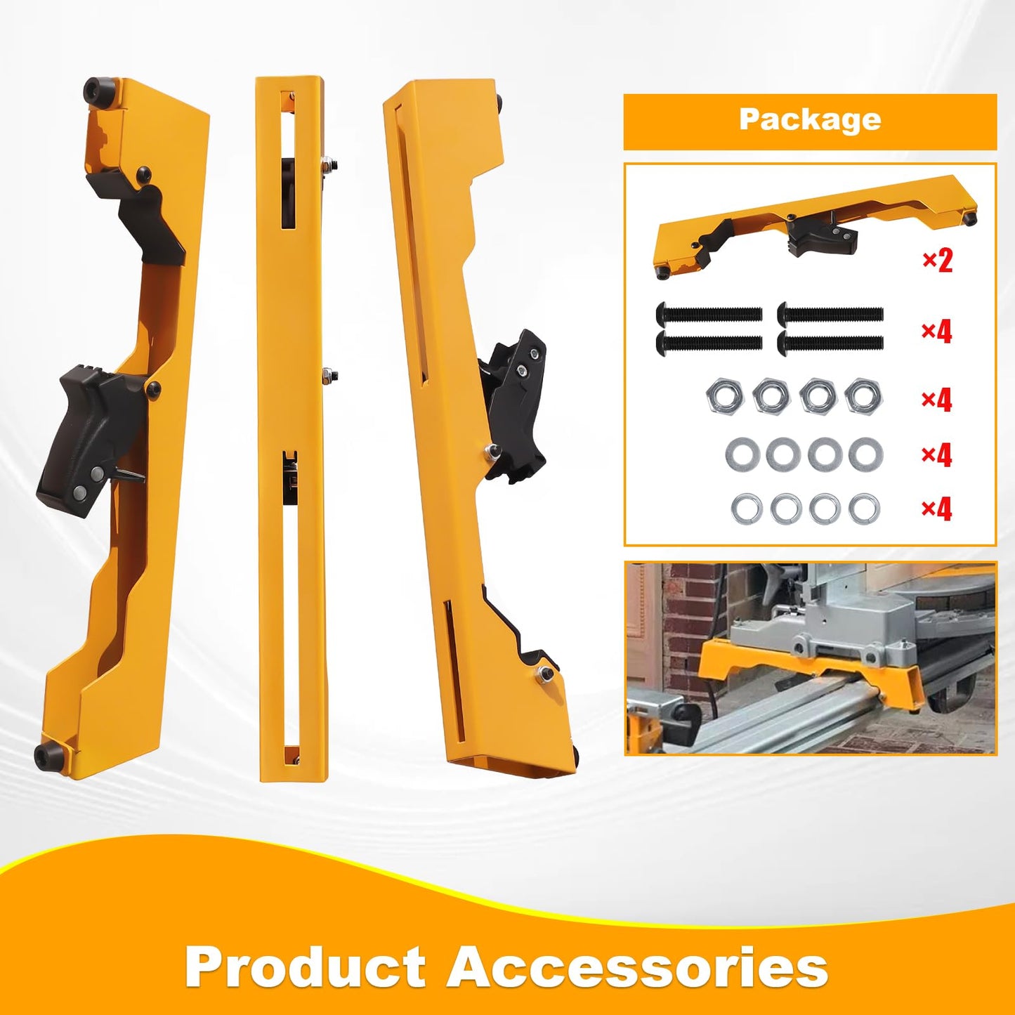 2 Pack Miter Saw Mounting Brackets, Large Heavy Duty Miter Saw Compatible with DWX723, DWX724, DWX725, DWX725B and DW723 Stands Yellow