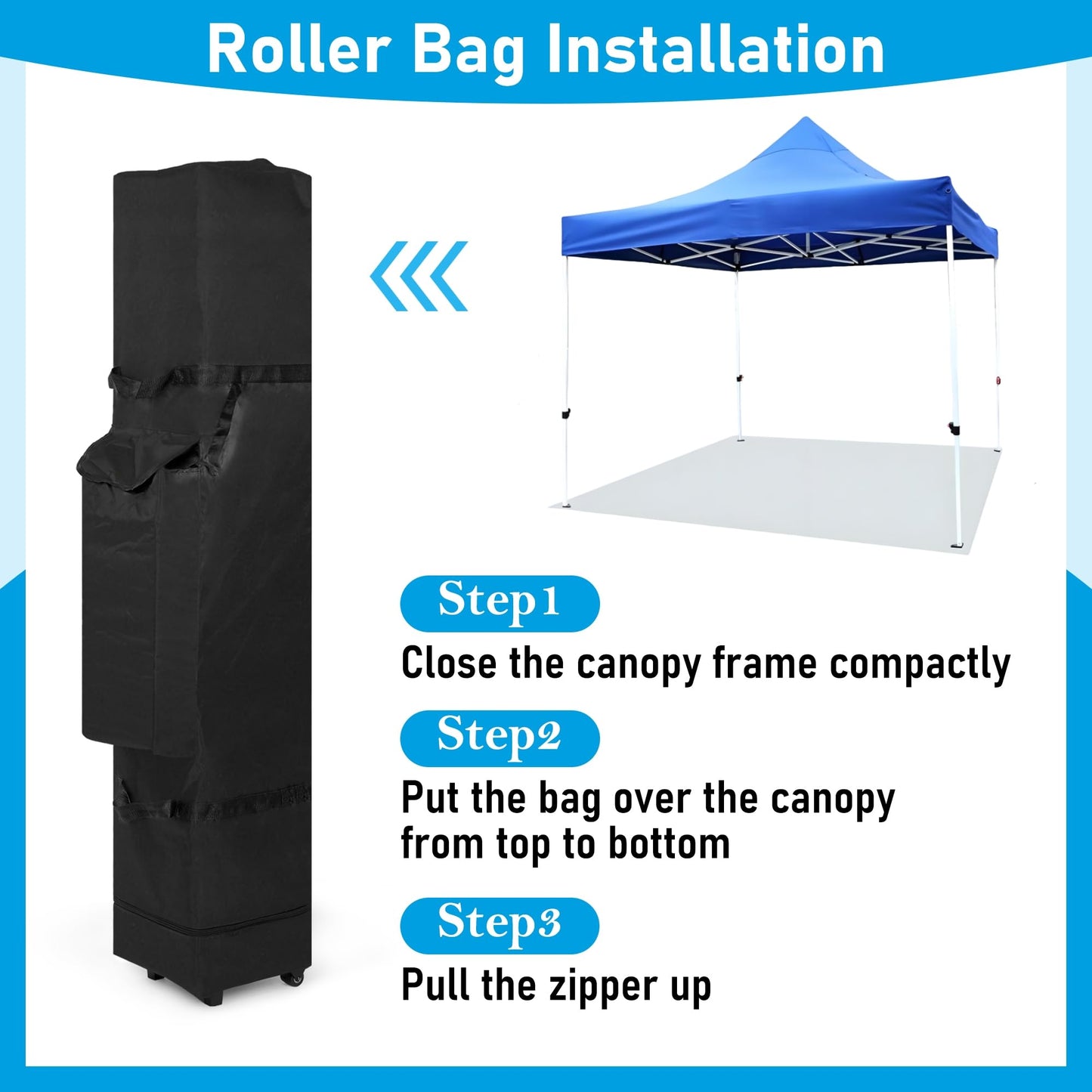 Tcatec 63 Inch Tent Storage Bag with Wheels,Oversized Long Storage Bag,Waterproof Beach Tent Canopy Carrying Bag with Handles Equipment Bag 1680D Roller Bag Only(Without Canopy)