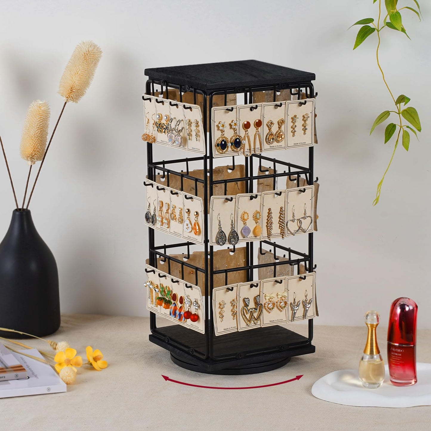 Yoimori 360 Rotating Earring Display Stands for Selling, Earring Rack Display Holder Organizer Stand, Jewelry Display for Vendors Selling Earring Cards, Necklaces, Bracelets, Hair Accessories
