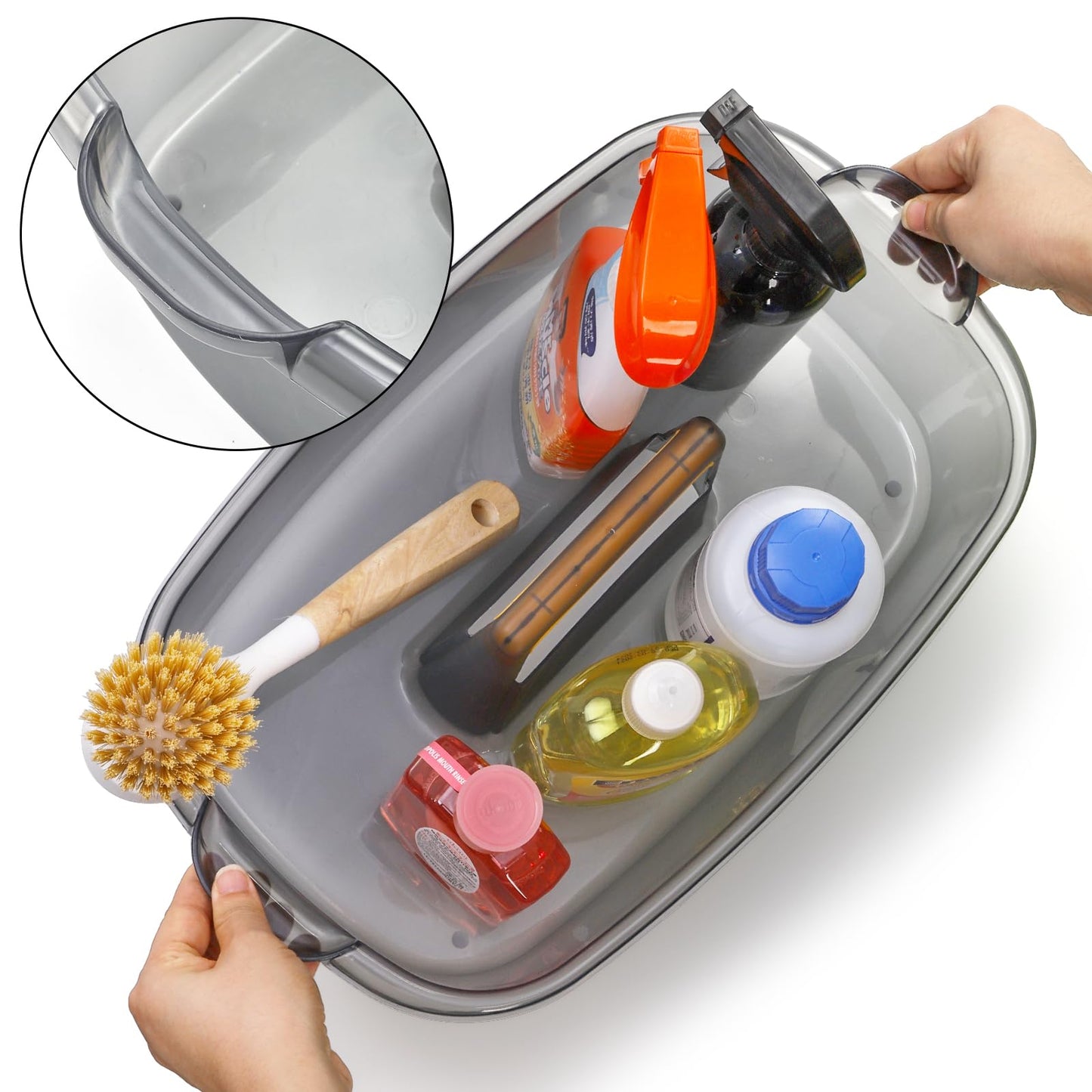 TOPZEA 2 Pack Cleaning Supplies Caddy, Plastic Large Cleaning Supply Storage Bucket with Handle, Portable Shower Tote Caddy Household Tools Organizer Baskets for Bathroom, Kitchen Under Sink
