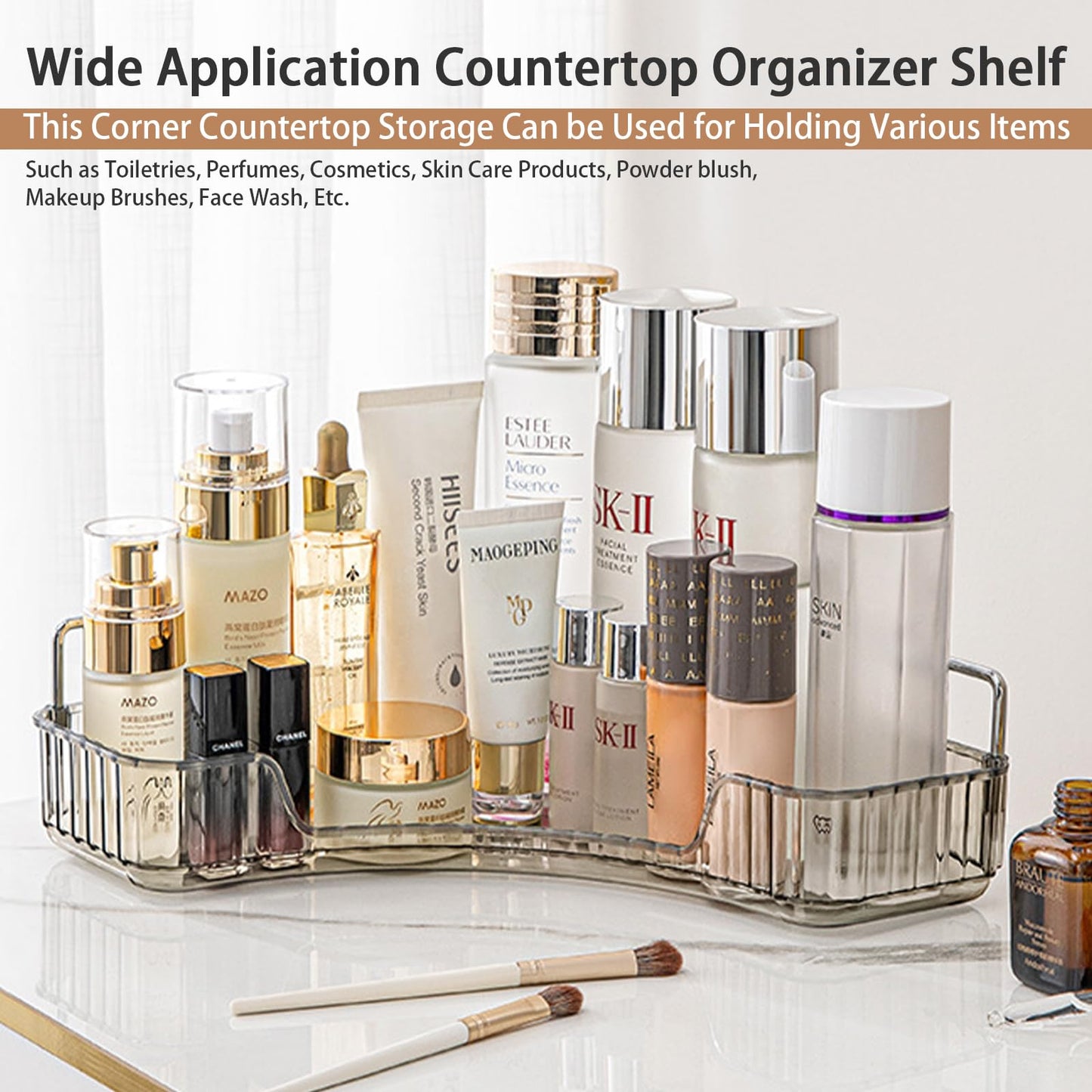 3-Tier Bathroom Organizer Countertop, Makeup Cosmetic Storage Shelf, Countertop Vanity Organizer Tray for Cosmetics, Toiletries, Lotions, Perfumes