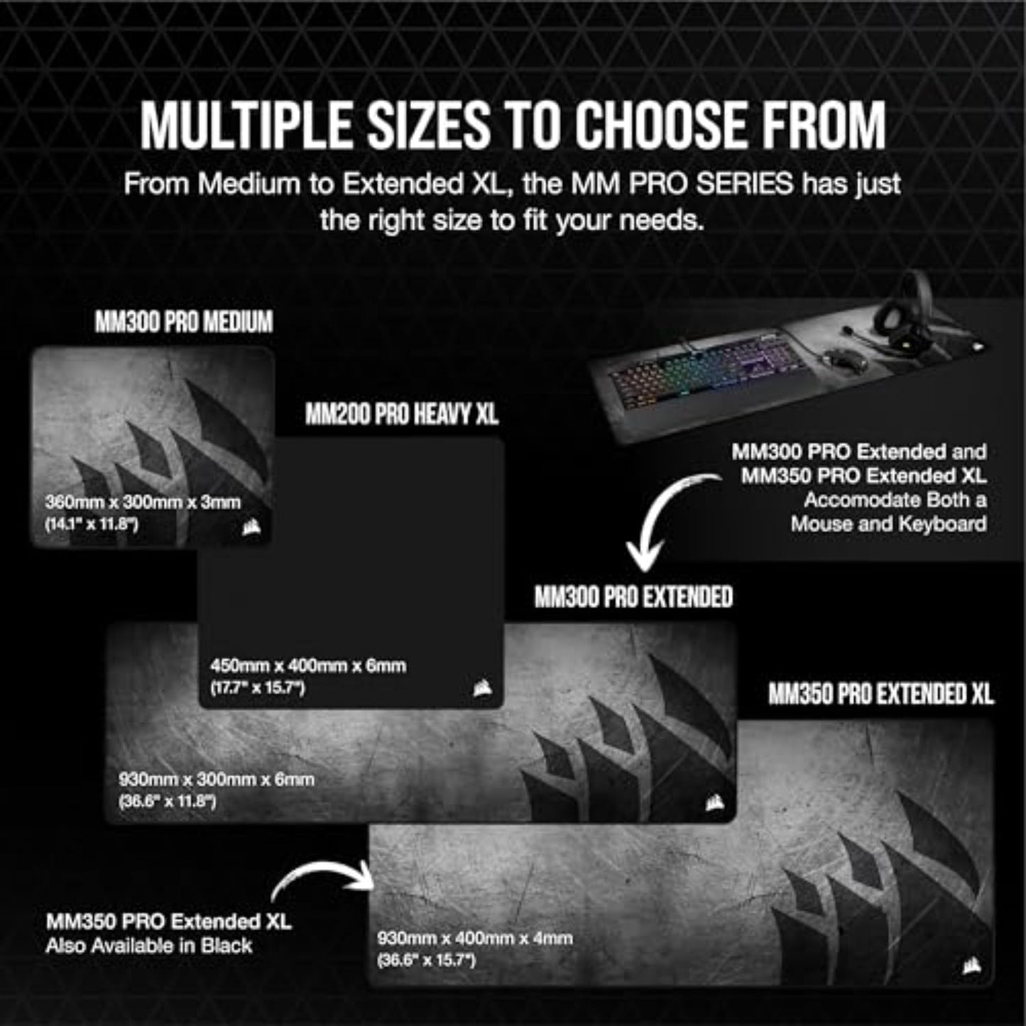 Corsair MM300 PRO Premium Spill-Proof Cloth Gaming Mouse Pad Extended - Multicolor