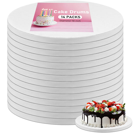 14 PCS Cake Drums 10 Inch, Cake Boards 10 Inch, 10 Inch Cake Drum, Cake Boards 10 Inch Round, Cake Drum 10 Inch Round, 1/2" Thick Cardboard, Sturdy Cake Base, Food Grade Cake Rounds, Base para Pastel