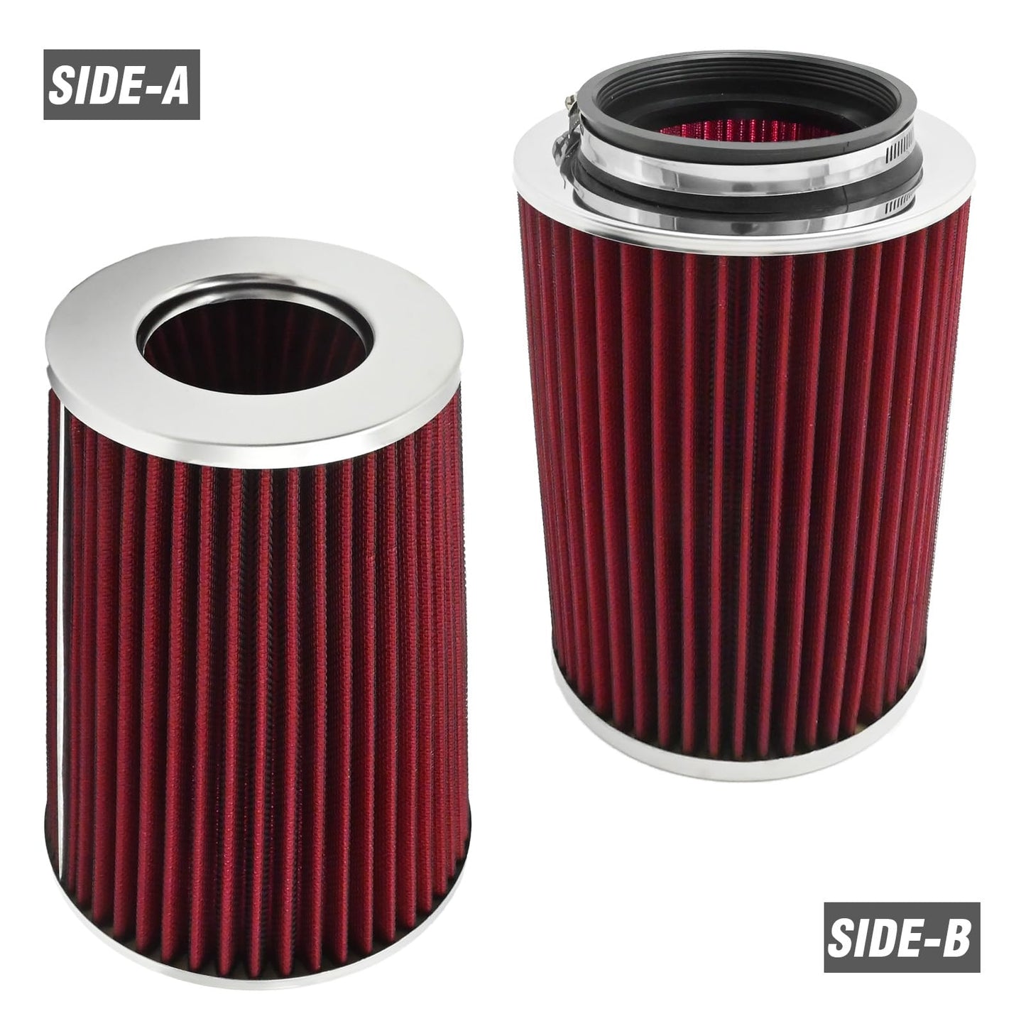 Anxingo 4-Inch 102 MM Inlet Round Taper Cone Air Filter Cleaner, Washable Reusable for Car and Motorcycle