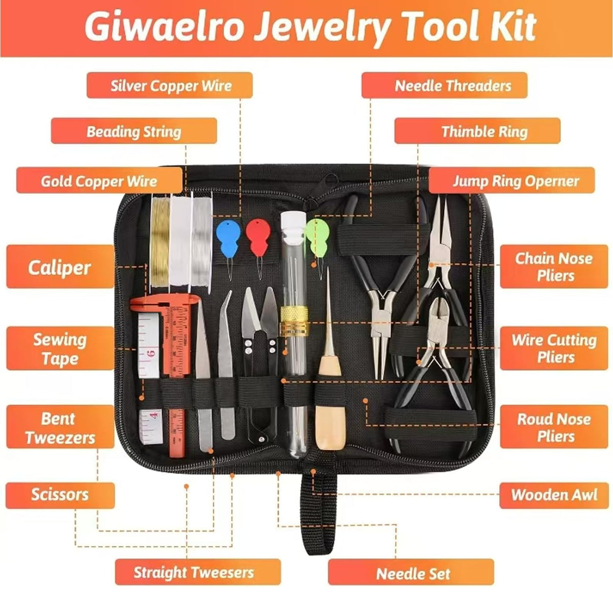 Giwaelro Jewelry Making Kit for Adults, Jewelry Making Supplies with Jewelry Making Tools, Jewelry Pliers, Jewelry Wires, Findings, Necklace Chains, Magnifier and Storage Bag