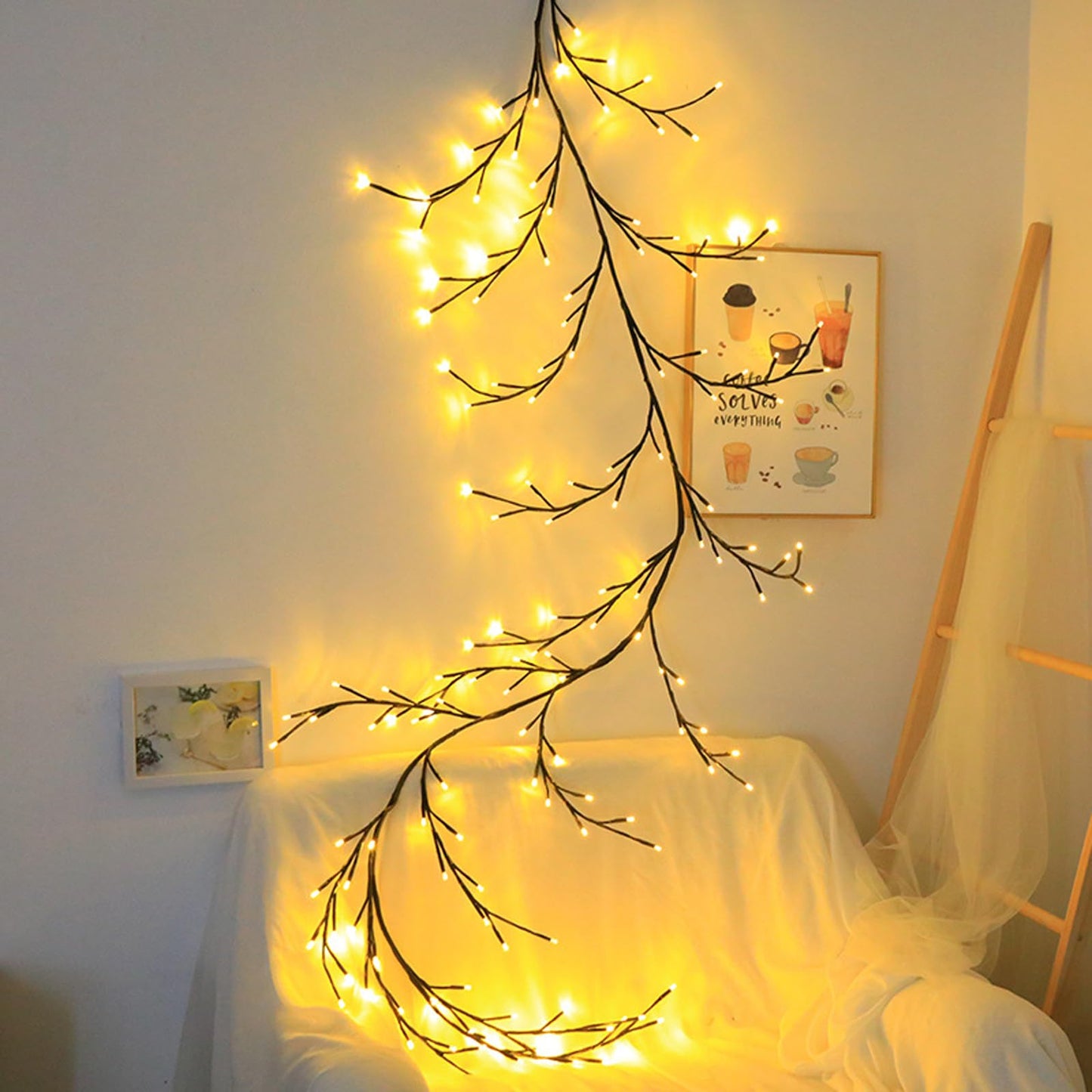 Enchanted Willow Vine Twig Lights,7.55ft Twinkling LED Tree Branch Fairy String Lights with 144 LED Lights and Remote,8 Lighting Modes,Christmas Indoor Decorations for Home Wall Door Window