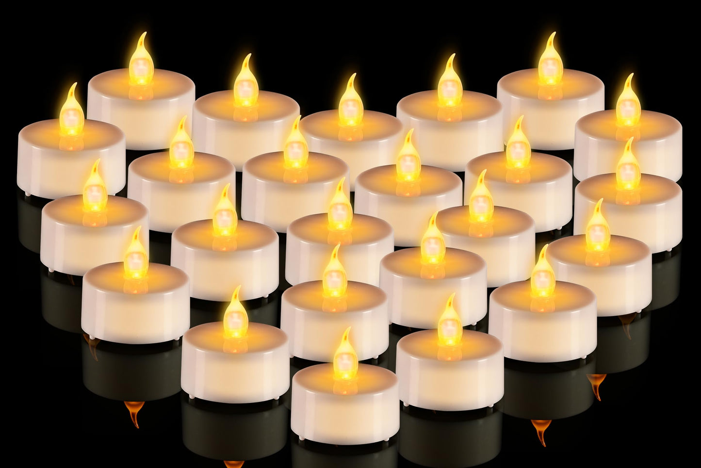 cimetech 24PCs Led Tea Lights with Timer, Electric Flickering Flameless Candles Battery Operated Led Candle Tealights with Remote Control for Halloween Decor & Christmas Decorations