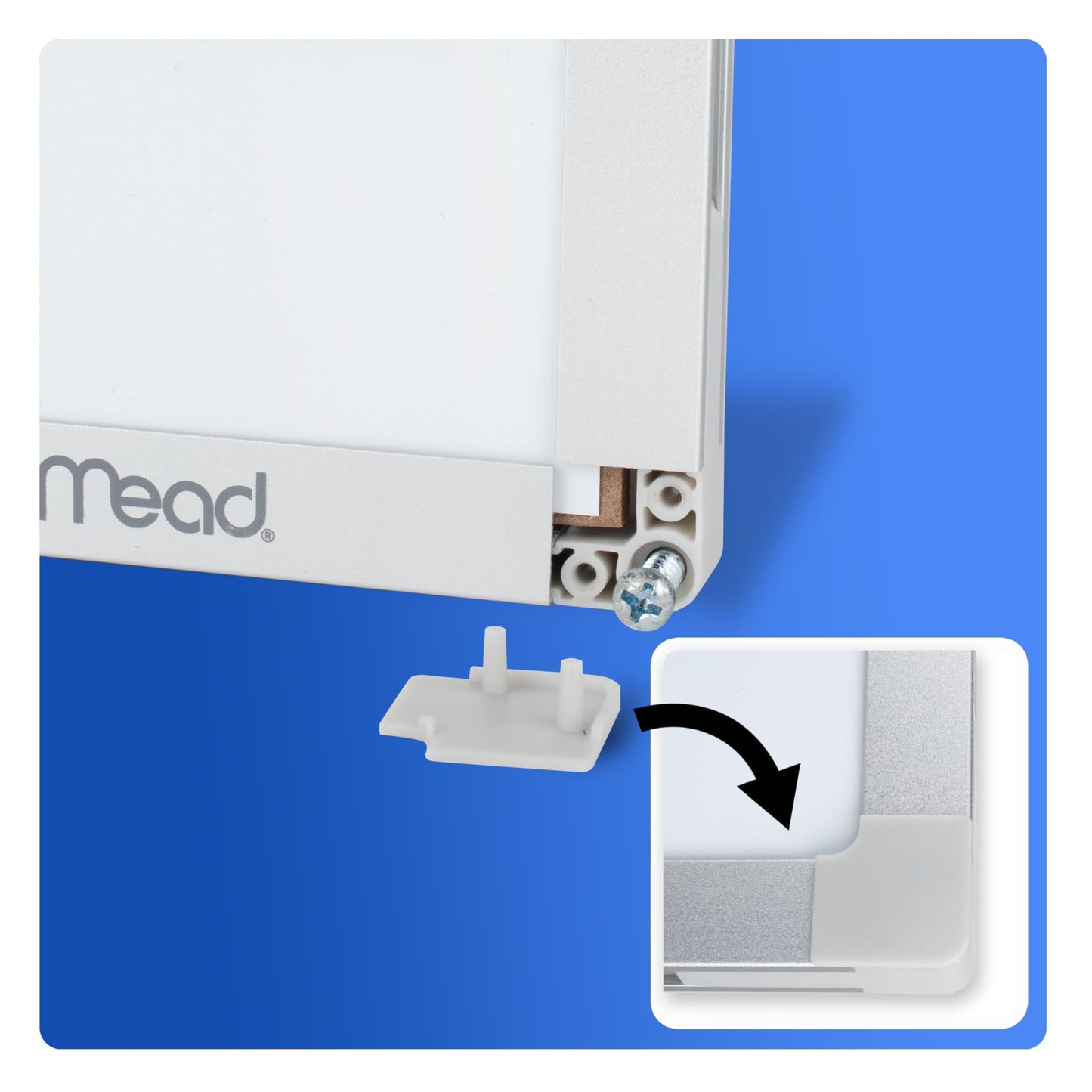 Mead White Board 36" x 24", Magnetic Dry Erase Whiteboard for Wall, White/Silver (SM85356)