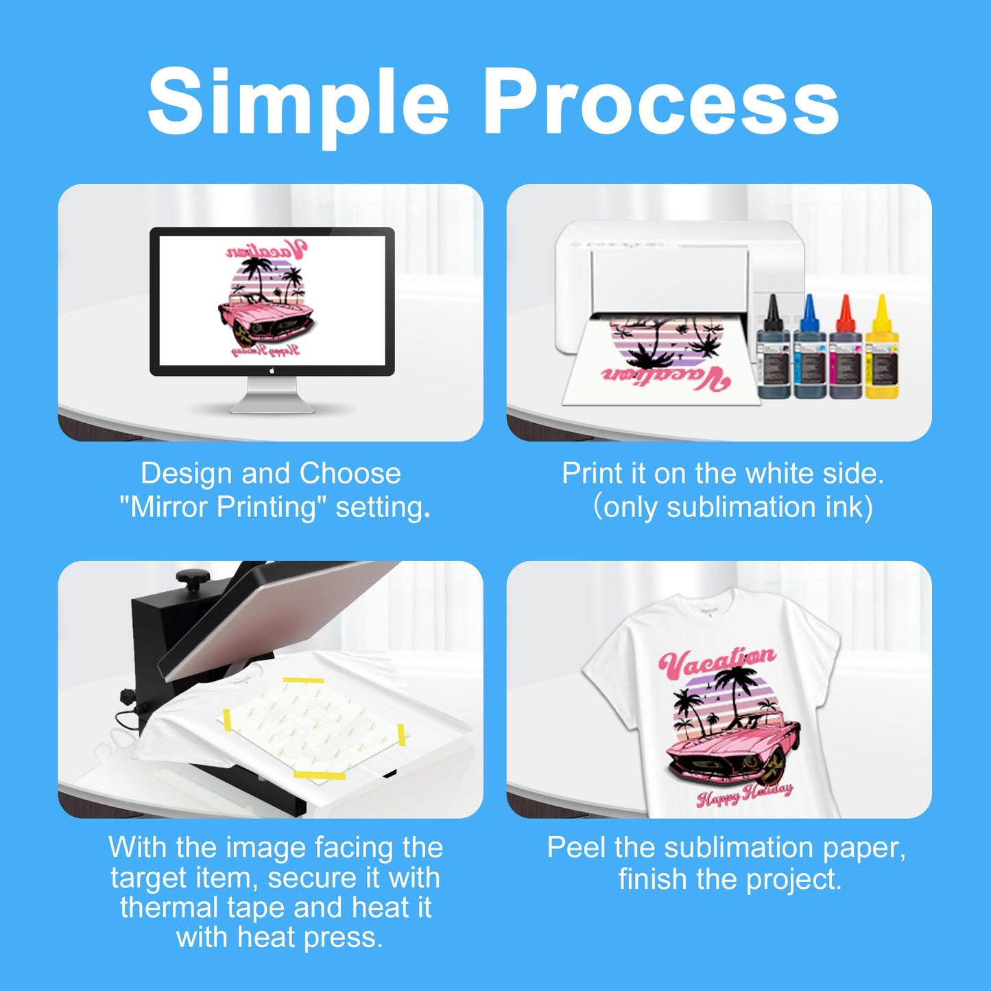 LCL Sublimation Paper Heat Transfer 150Sheets 13 x 19 Inches Super Size Compatible with Inkjet Printer 120gsm