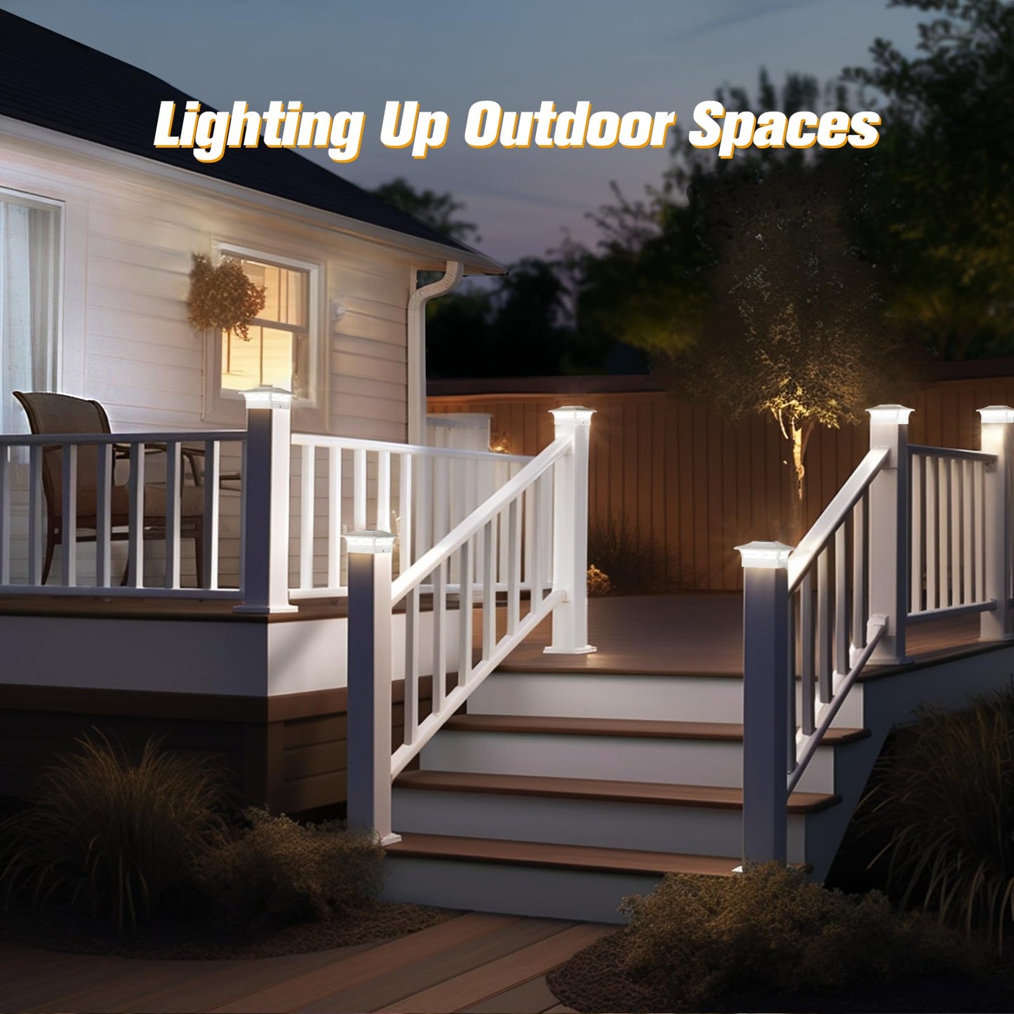 JOFIOS Solar Post Cap Lights - White Solar Fence Deck Post Lights for 4x4 Vinyl/Wooden Posts, Outdoor Warm White/Cool White Lighting, Waterproof Decorate Garden Pathway