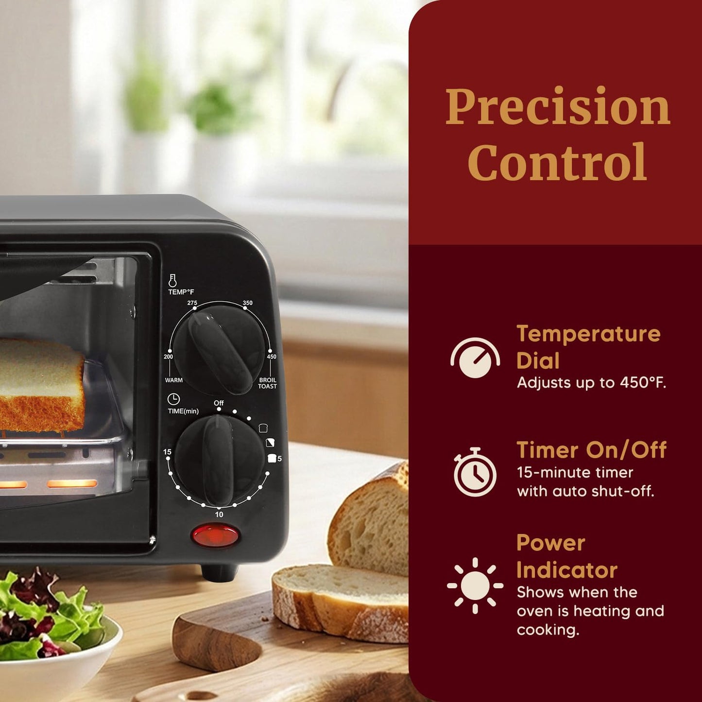 Elite Gourmet ETO236 Personal 2 Slice Countertop Toaster Oven with 15 Minute Timer Includes Pan and Wire Rack, Bake, Broil, Toast, Black