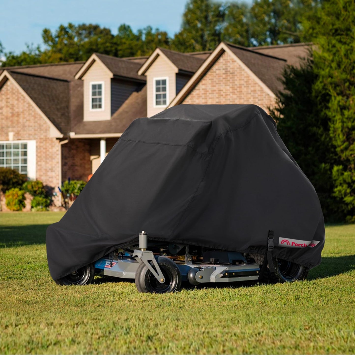 Porch Shield Zero Turn Mower Cover - Waterproof Heavy Duty Riding Lawn Tractor Cover Up to 62 inches Decks Black