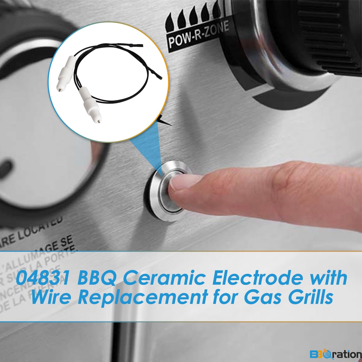 BBQration 04831 BBQ Ceramic Electrode with Wire Replacement for Broil King, Broil-Mate, Huntington, Sterling and Master Forge Grills, BBQ Grill Igniters Wire Replacement Parts