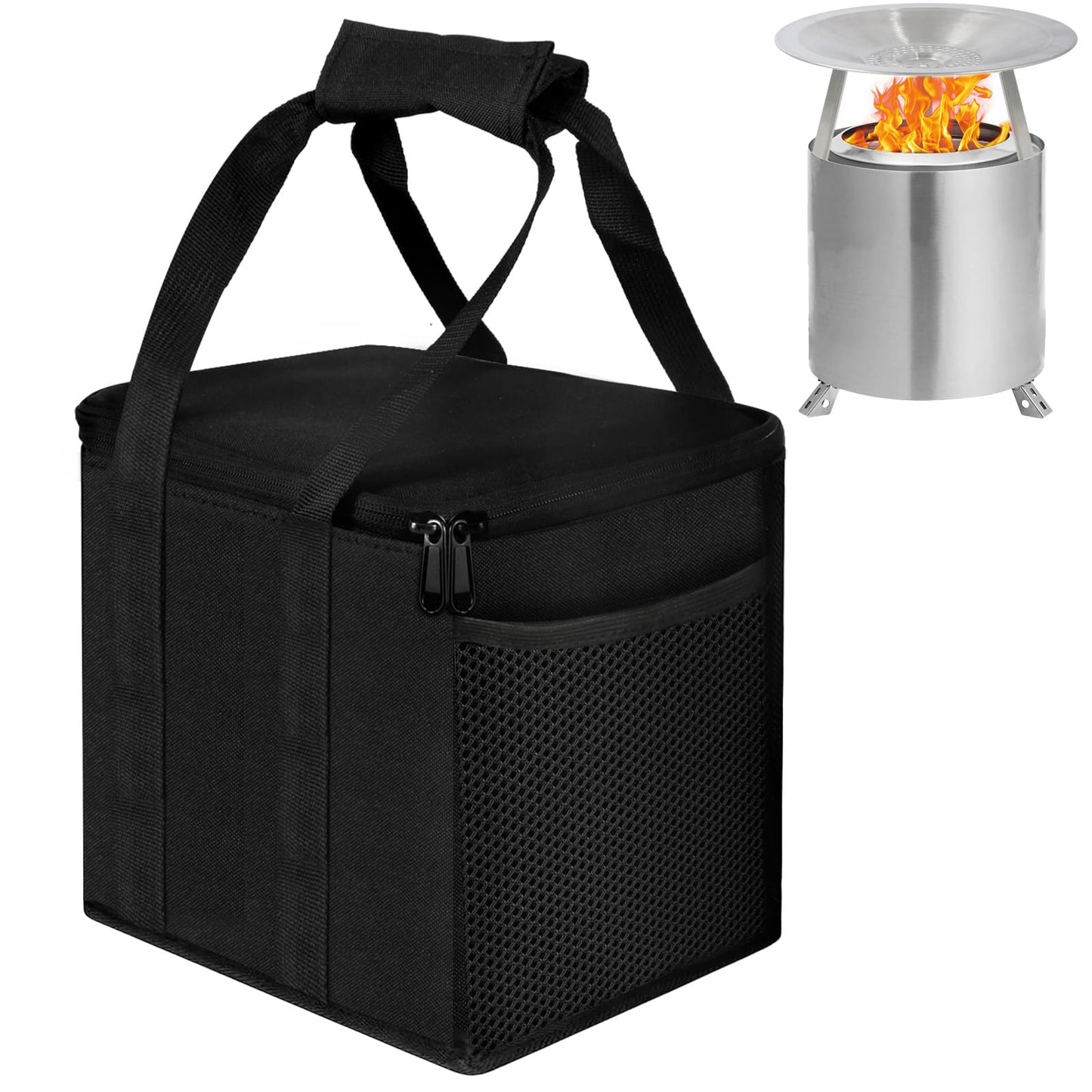 Fire Pit Bag Compatible with Tabletop Firepits, Portable Carrying Bag Fits Solo Stove Accessories, Fire Pit Cover Bag Fits Mini Fireplace, Outdoor Fire Pit Bag for Travel & Camping (12"D x 10"H)