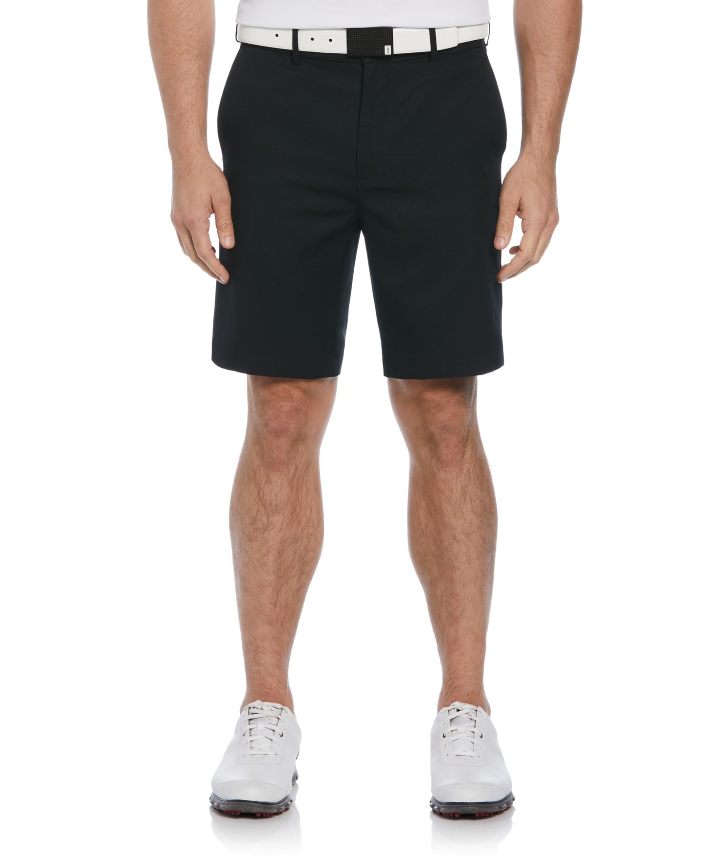 PGA TOUR Men's Flat Front Golf Short with Expandable Waistband (Size 30-44), Black, 32