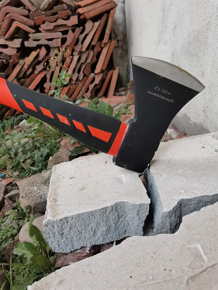 Chopping Axe, Hand Axe, Camp Hatchet for Splitting Kindling and Chopping Branches, Wood Chopping Axe 5.5 lb with 36-in Fiberglass Handle (L)