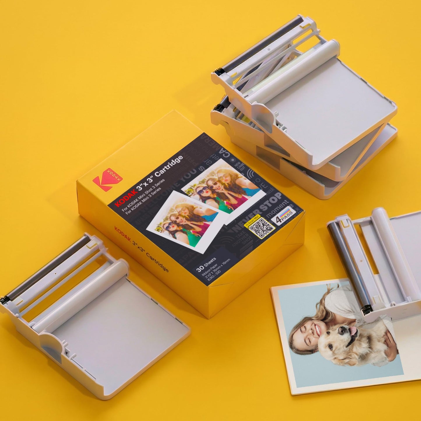 Kodak 4PASS Film Cartridge (3x3) for Kodak Mini 3 Retro and Mini Shot 3 Retro, 60 Sheets
