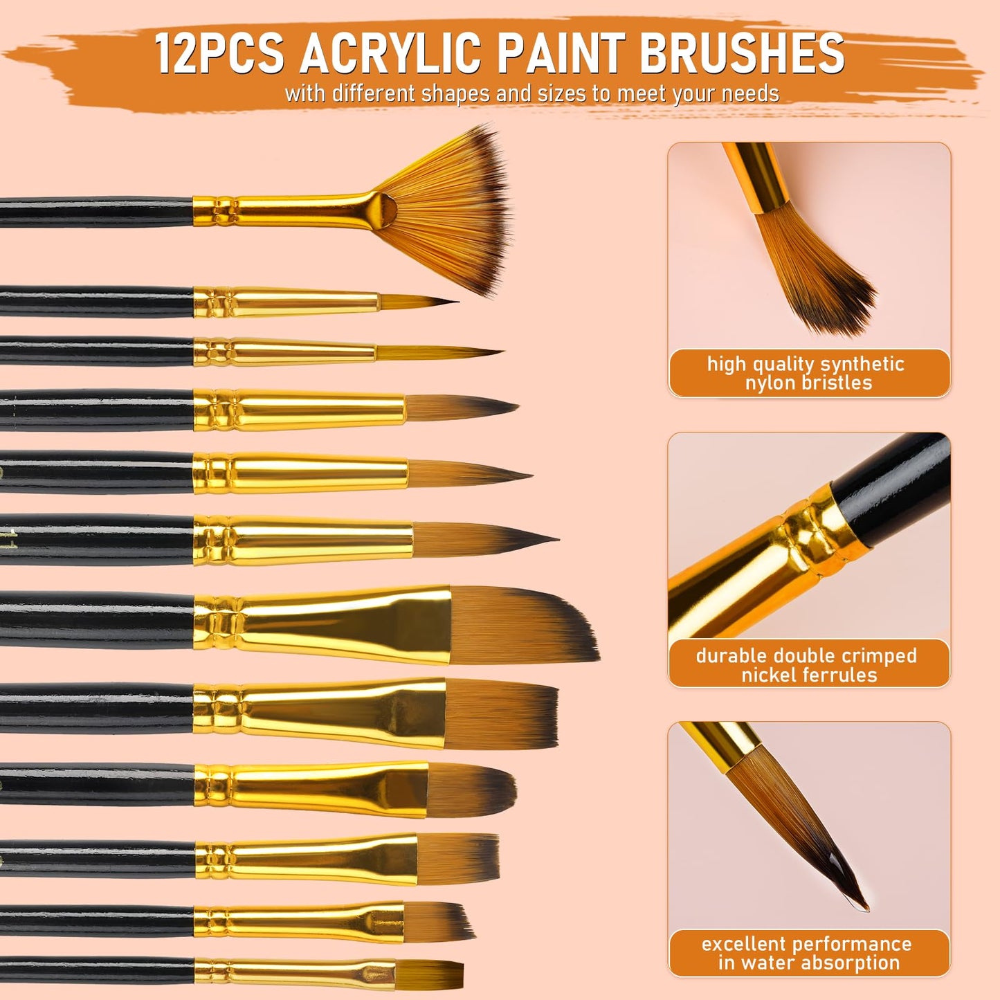 Nicpro 68PCS Acrylic Paint Canvas Set for Adults & Fluid Art Painting Supplies Kit with 24(0.4/OZ) Paints,Table Easel,8 Canvas Panels,12 Brushes,Paper Pad,Cleaning Cup,Sponge,Palette for Artist Beginner